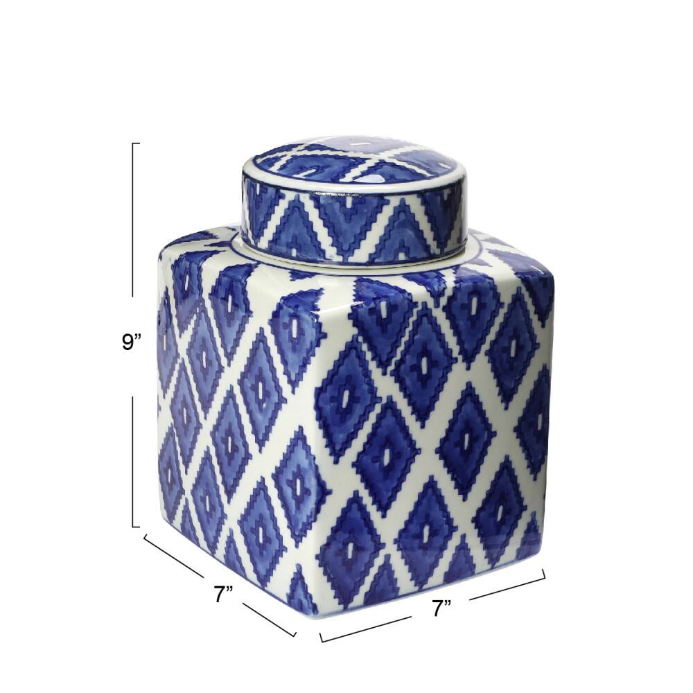 Hello Honey® 8.5" Blue and White Decorative Ginger Jar
