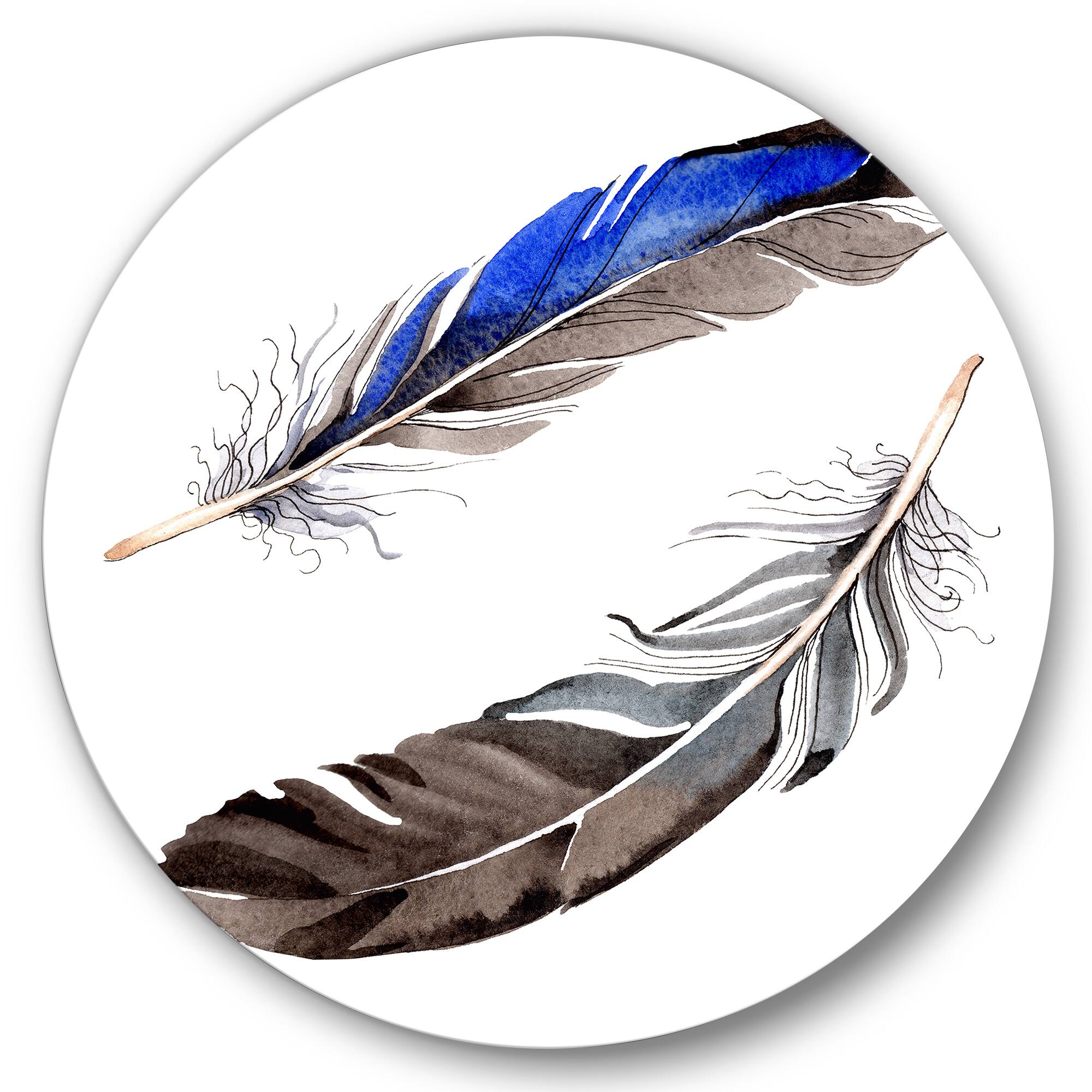 Designart - Colourful Boho Feathers III - Bohemian &#x26; Eclectic Metal Circle Wall Art