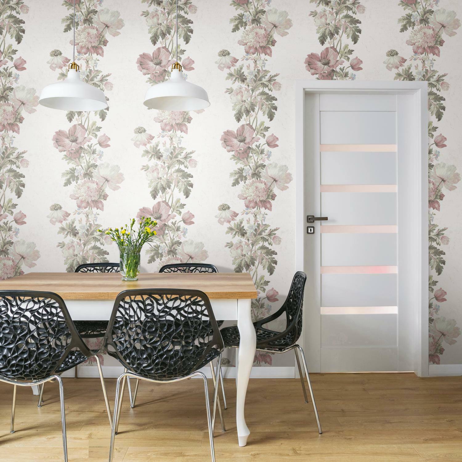 RoomMates Vintage Floral Stripe Peel &#x26; Stick Wallpaper