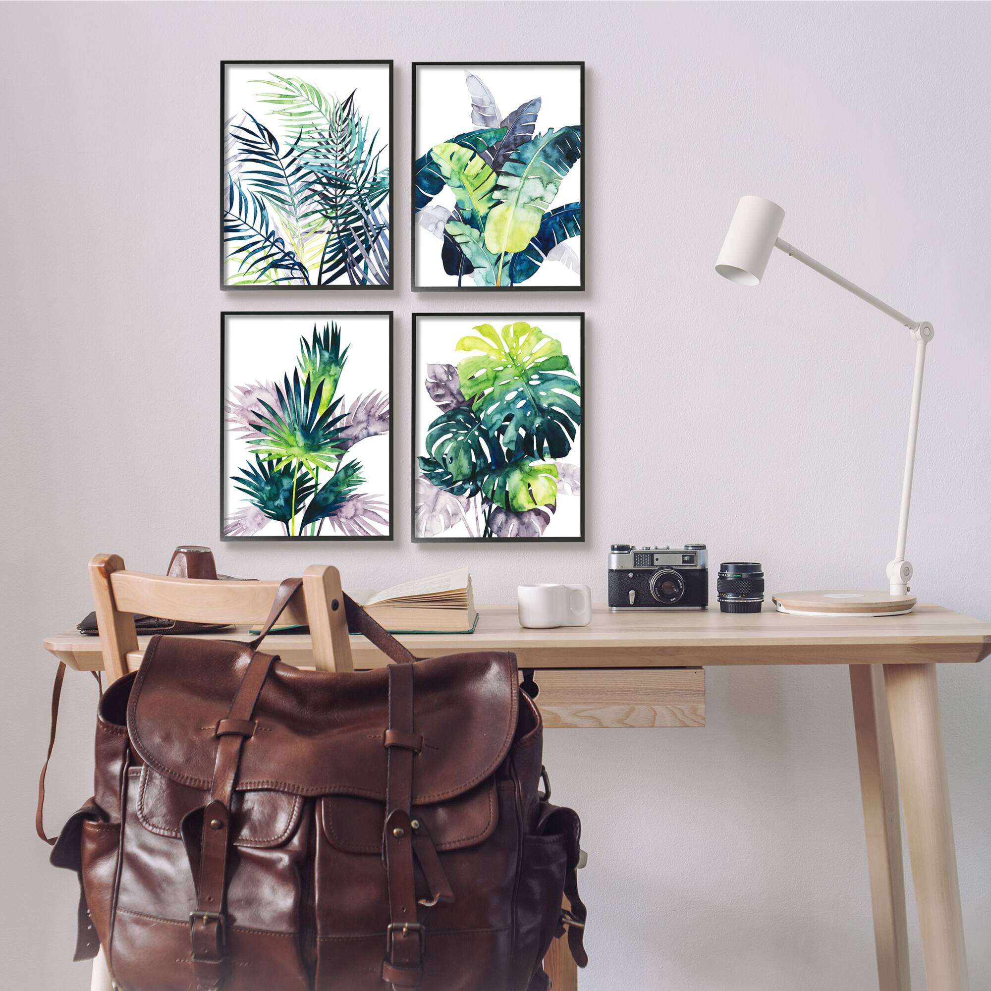 Stupell Industries Various Tropical Palm Plants Wall Art in Black Frames 4ct.