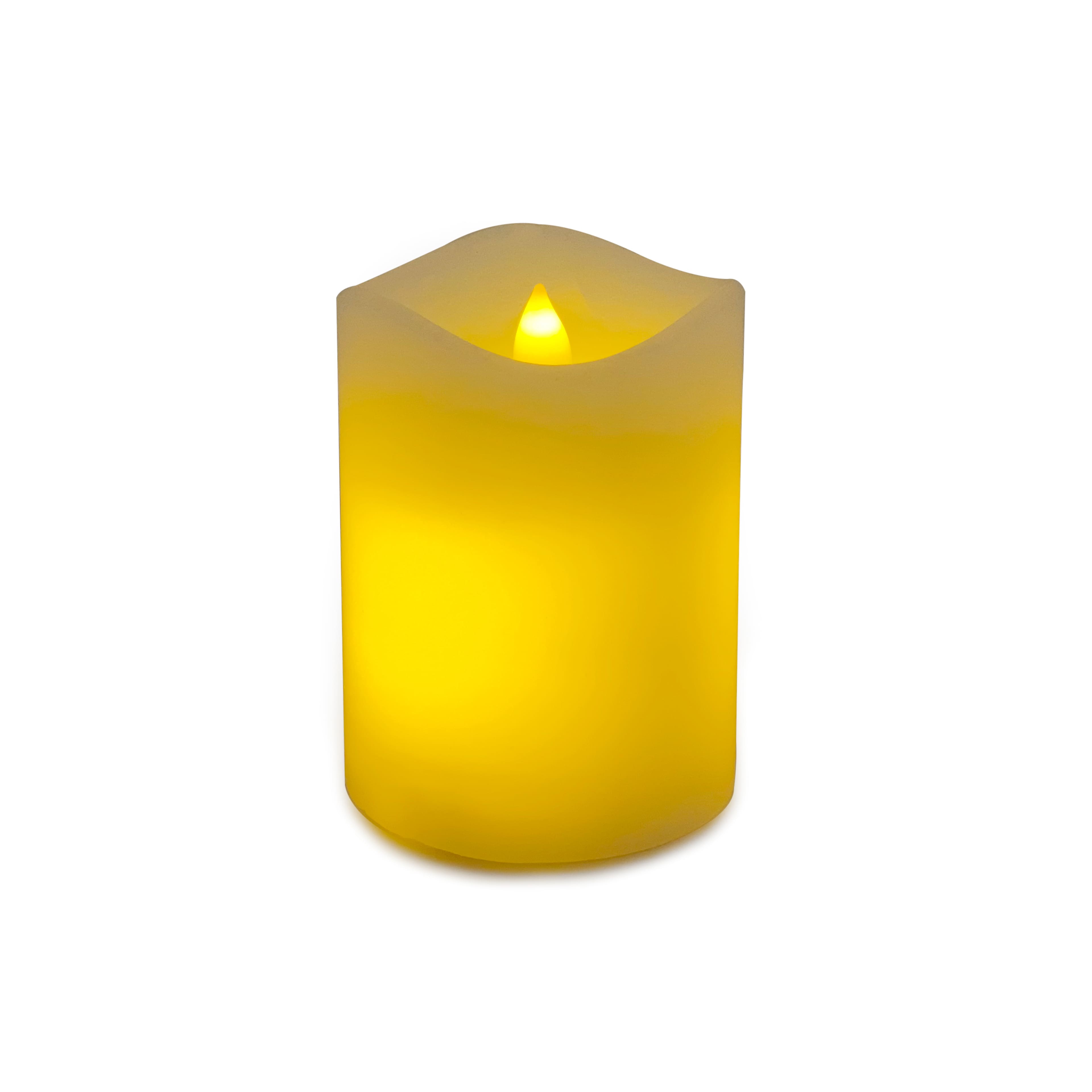 12 Pack: 3" x 4" White Glowing Flame LED Wax Pillar Candle by Ashland®