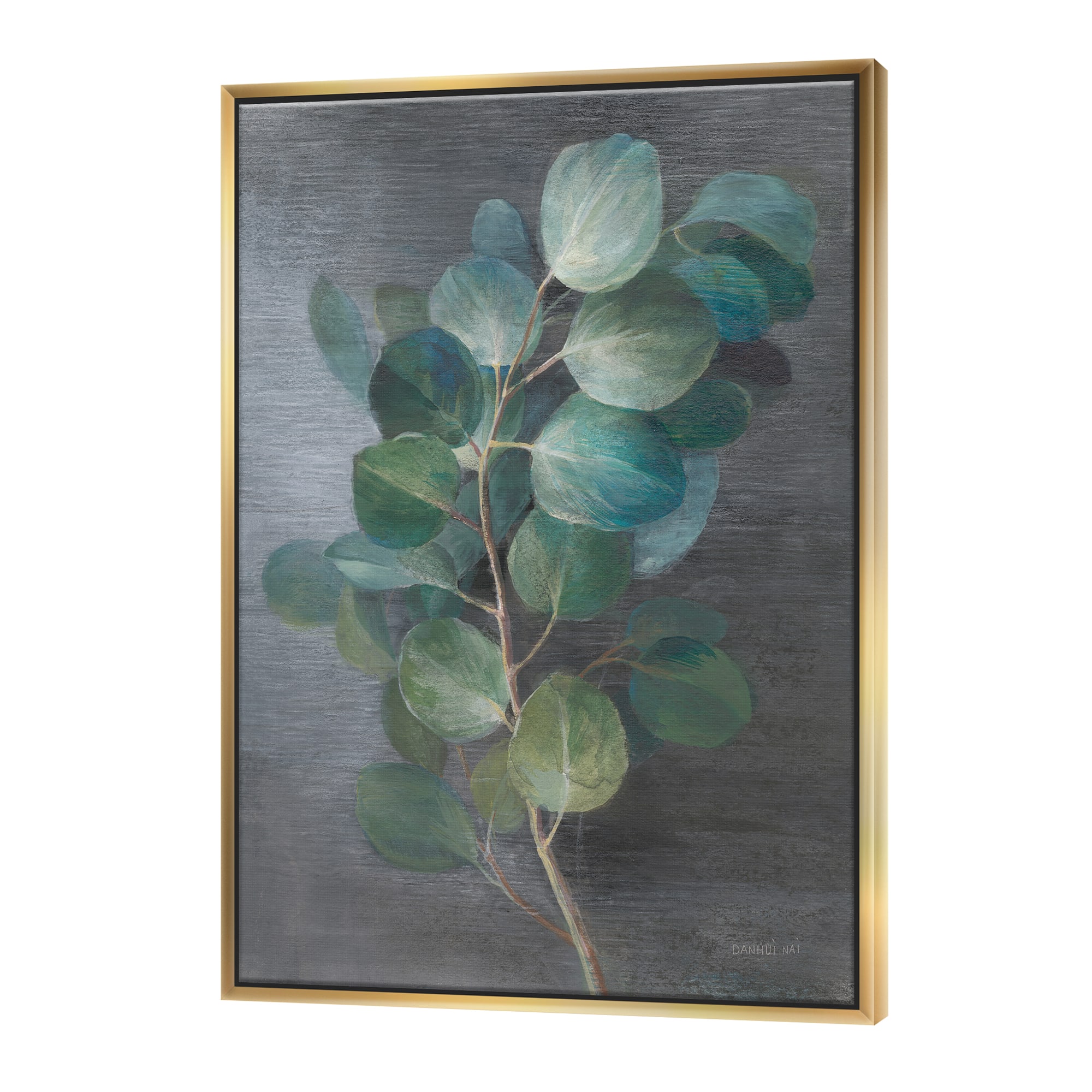 Designart - Fresh leaves I - Traditional Canvas in Gold Frame