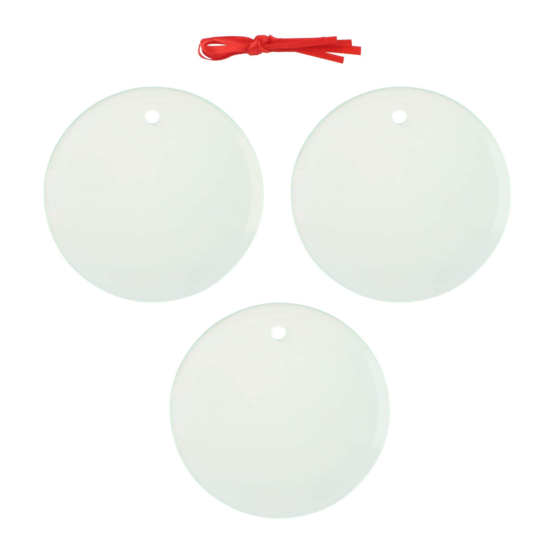 3&#x22; Round Clear Frosted Glass Sublimation Ornaments, 3ct. by Make Market&#xAE;