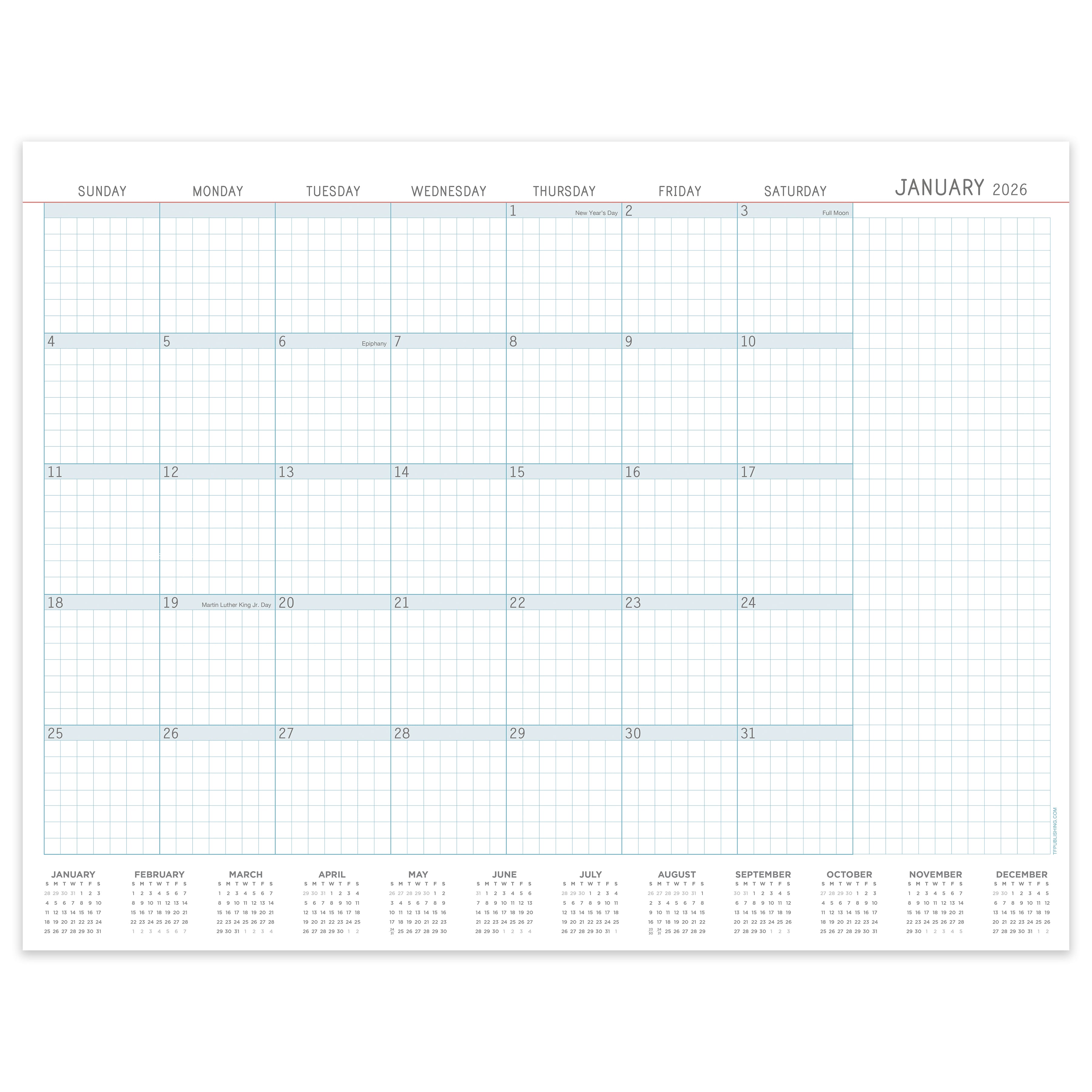 2026 Professional Medium Desk Pad Monthly Blotter Calendar