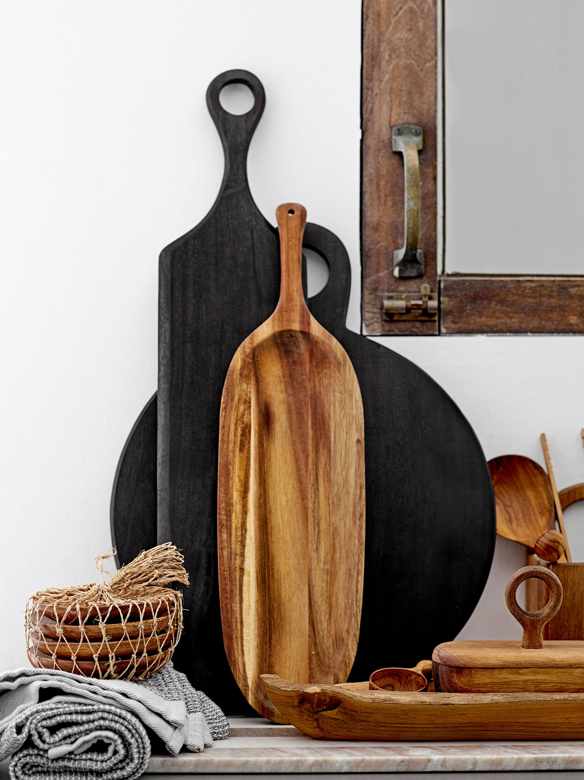 Hello Honey&#xAE; 19&#x22; Black Acacia Wood Tray/Cutting Board