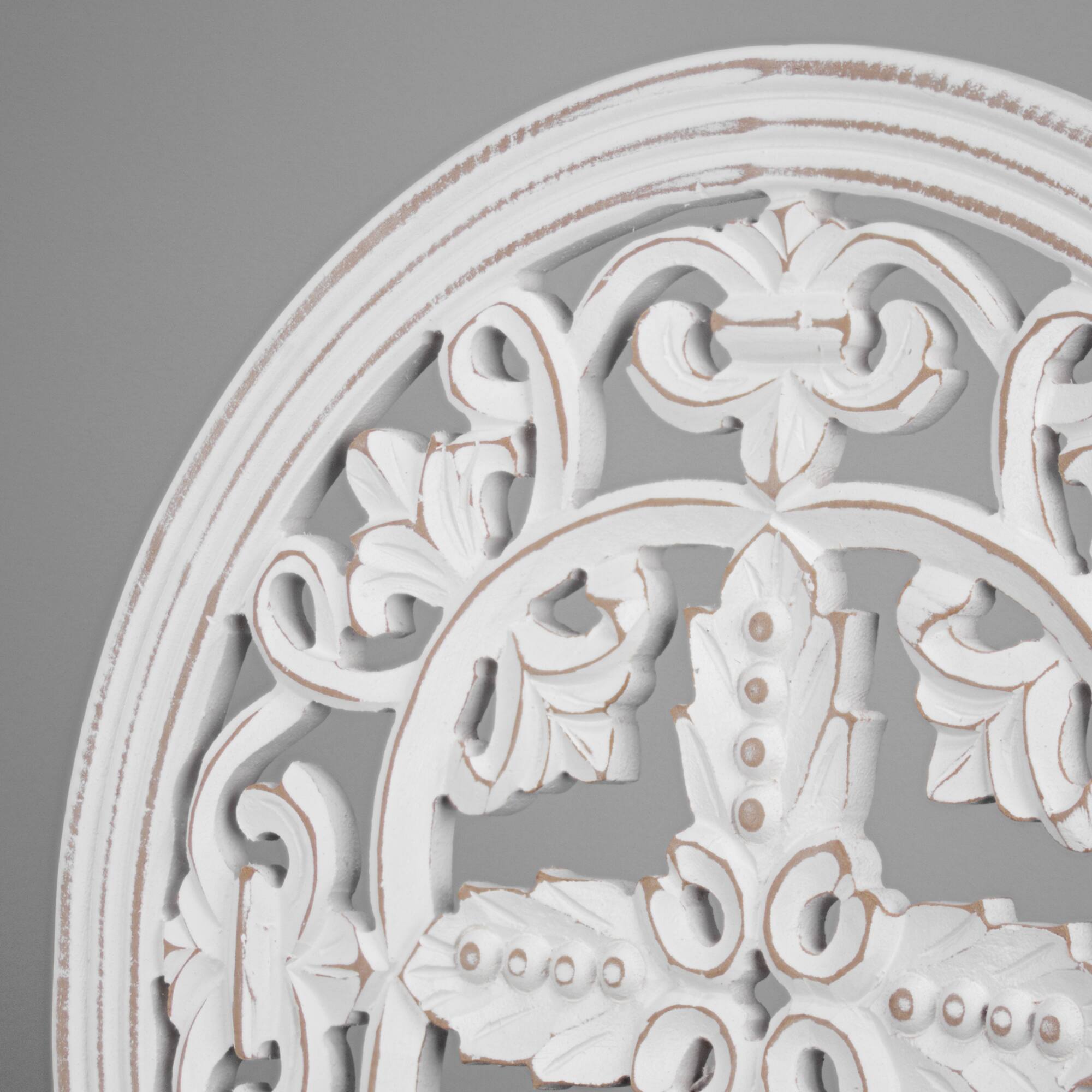 American Art D&#xE9;cor&#x2122; 16&#x22; White Arabesque and Cross Wall Medallion Home D&#xE9;cor