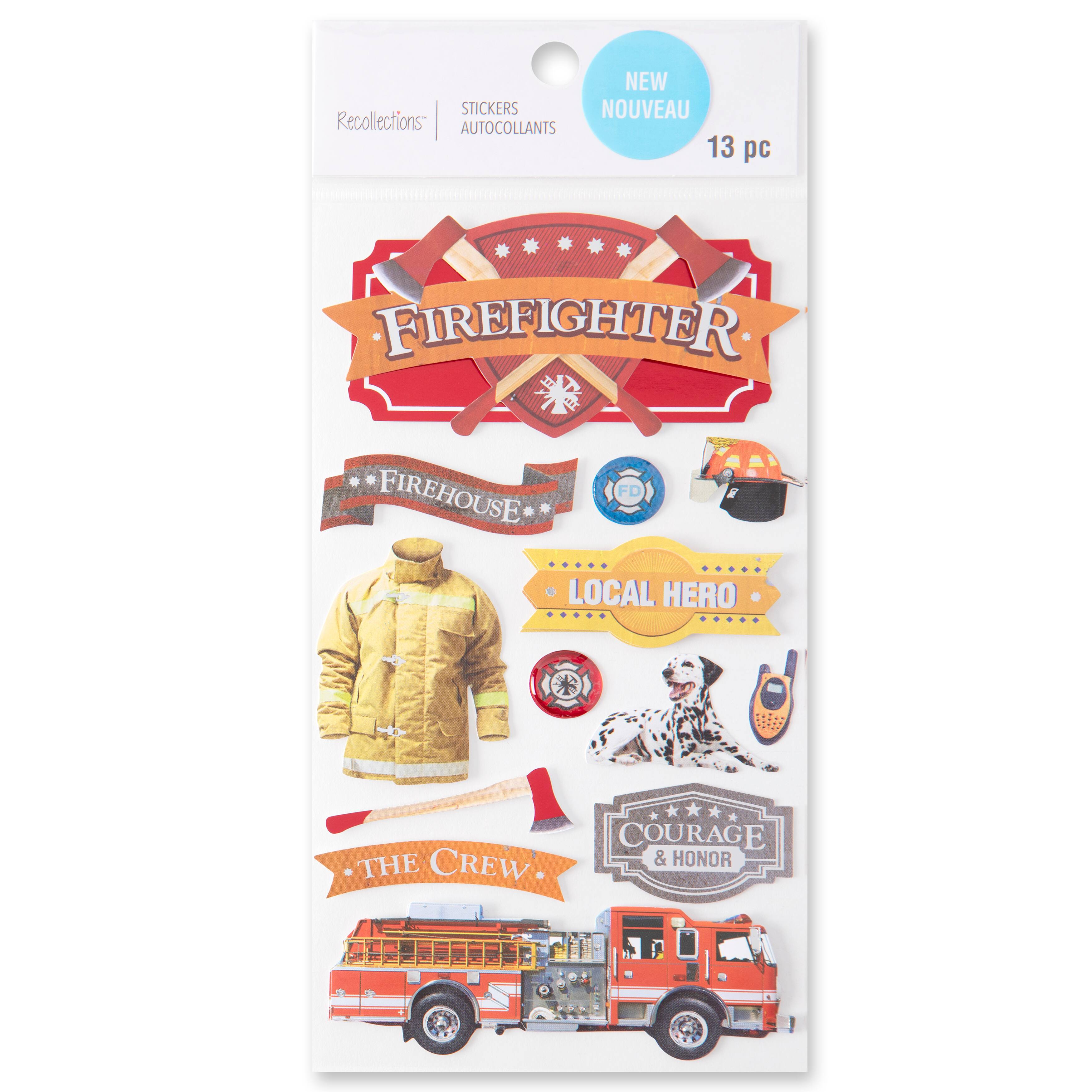 12 Pack: Firefighter Dimensional Stickers by Recollections&#x2122;