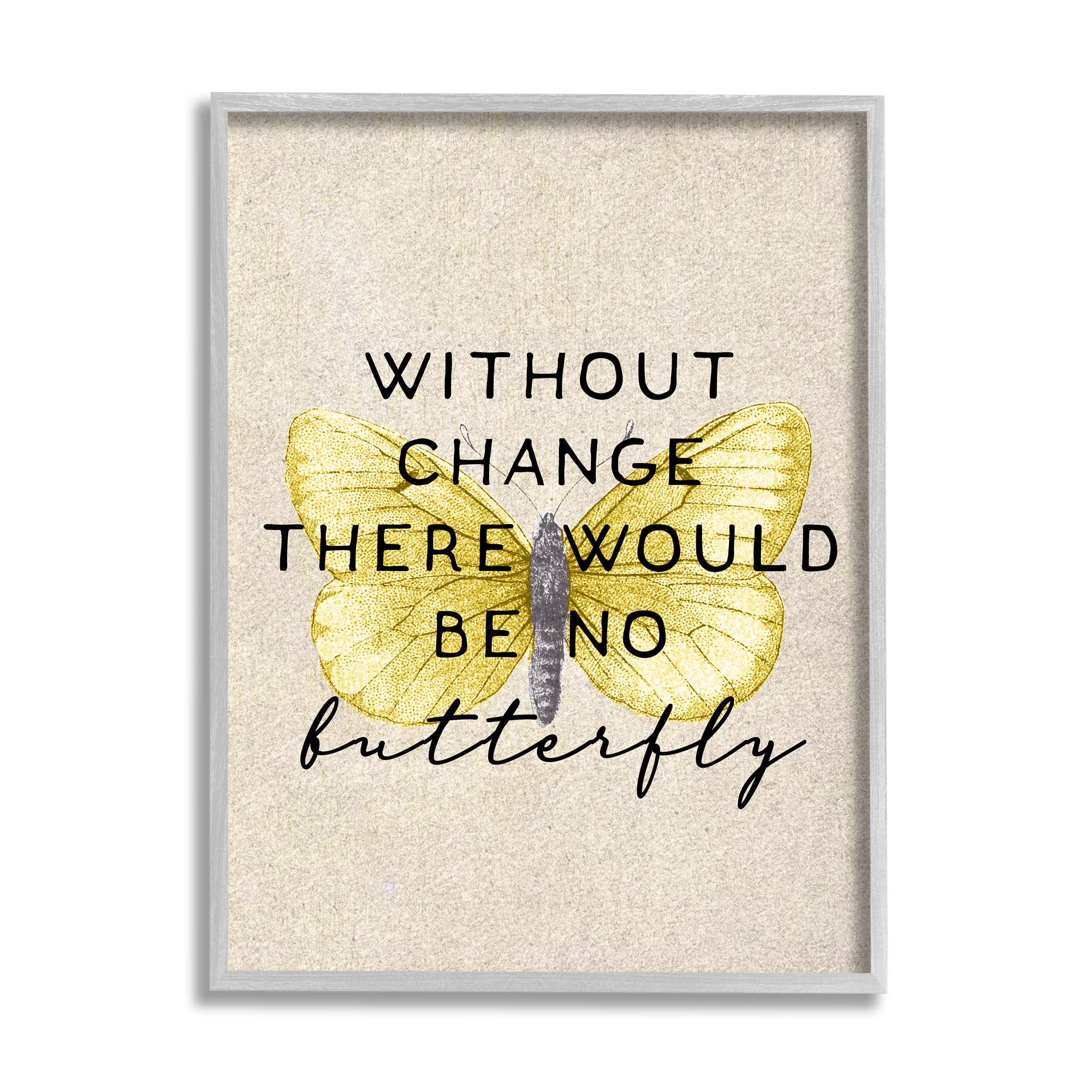 Stupell Industries Without Change There'd Be No Butterfly Quote Vintage Wings Framed Wall Art