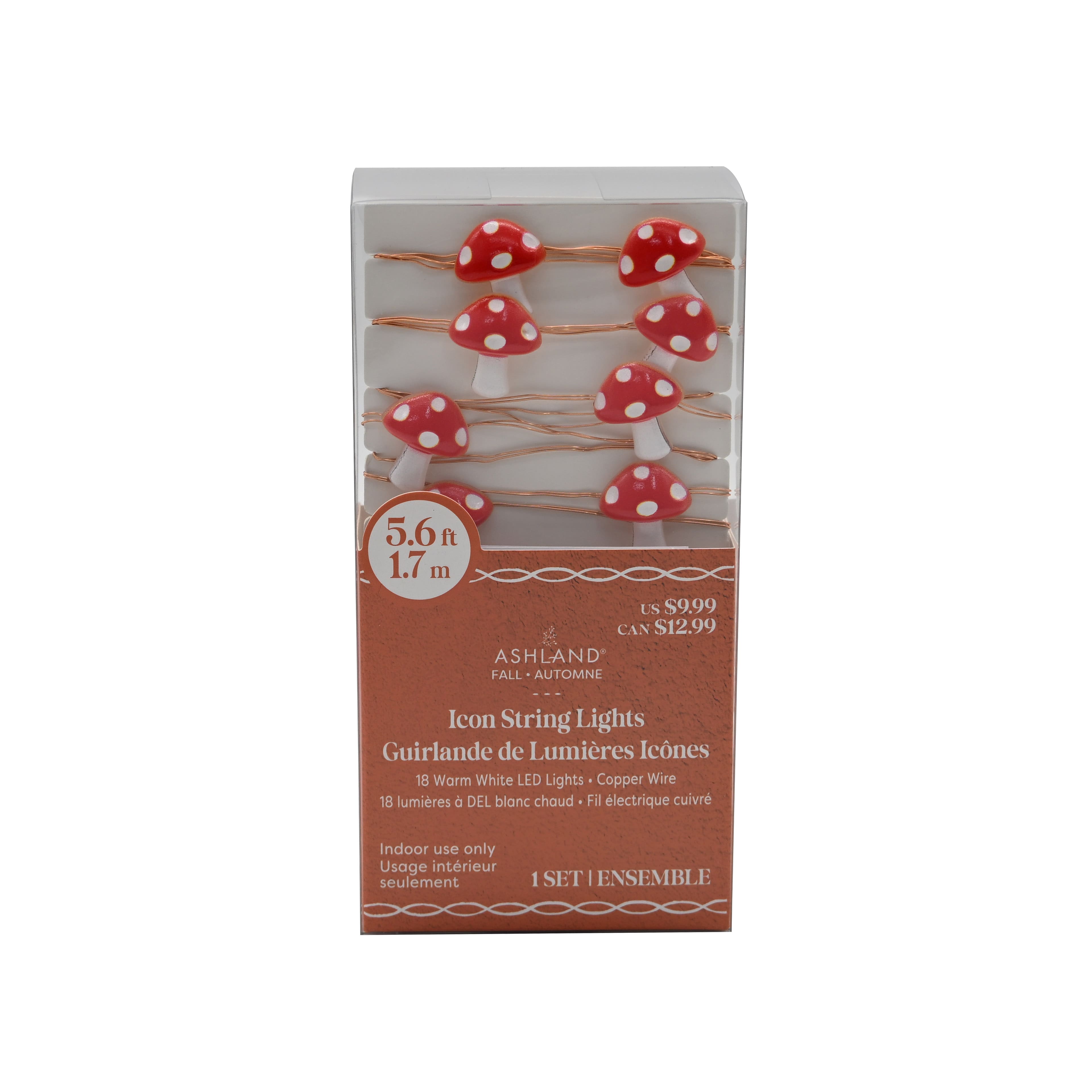 18ct. Warm White LED Mushroom Icon String Lights by Ashland&#xAE;