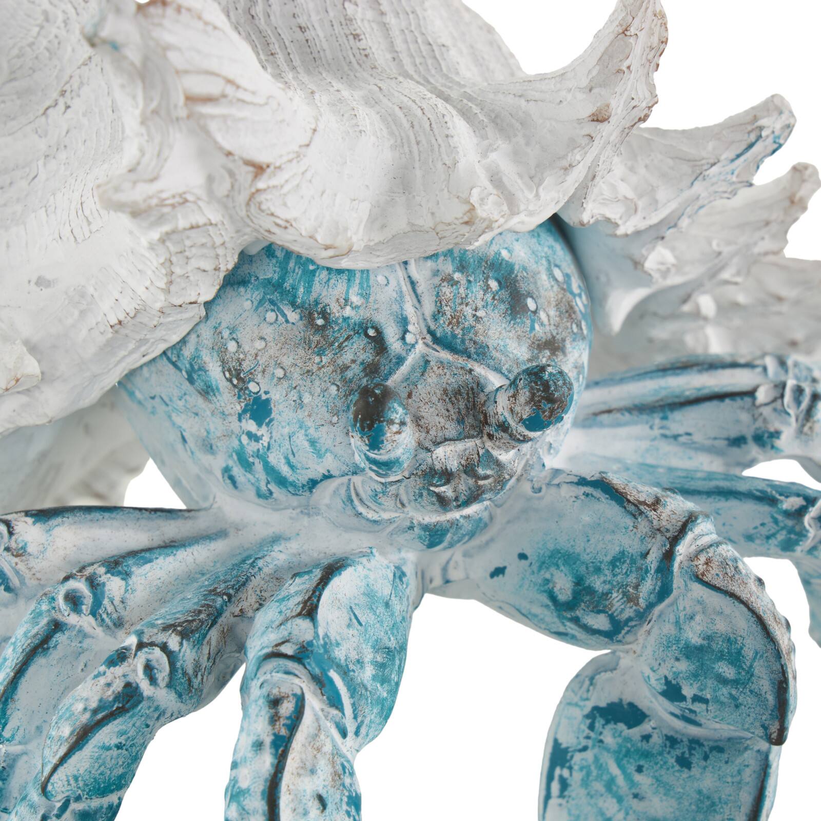 9" Polystone Crab Textured Decorative Sculpture with White Shell