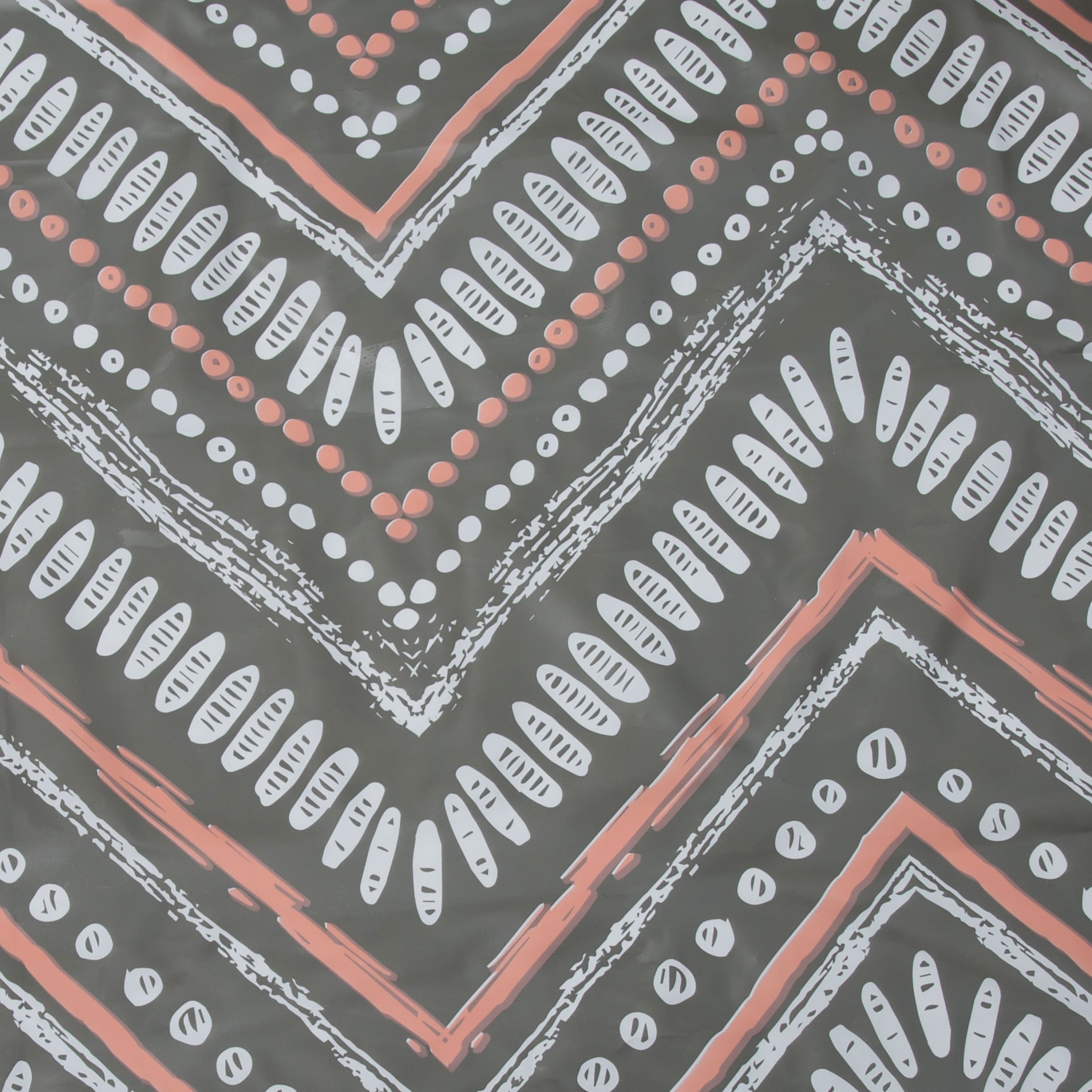 Bath Bliss Gray Dotted Chevron Design PEVA Shower Curtain