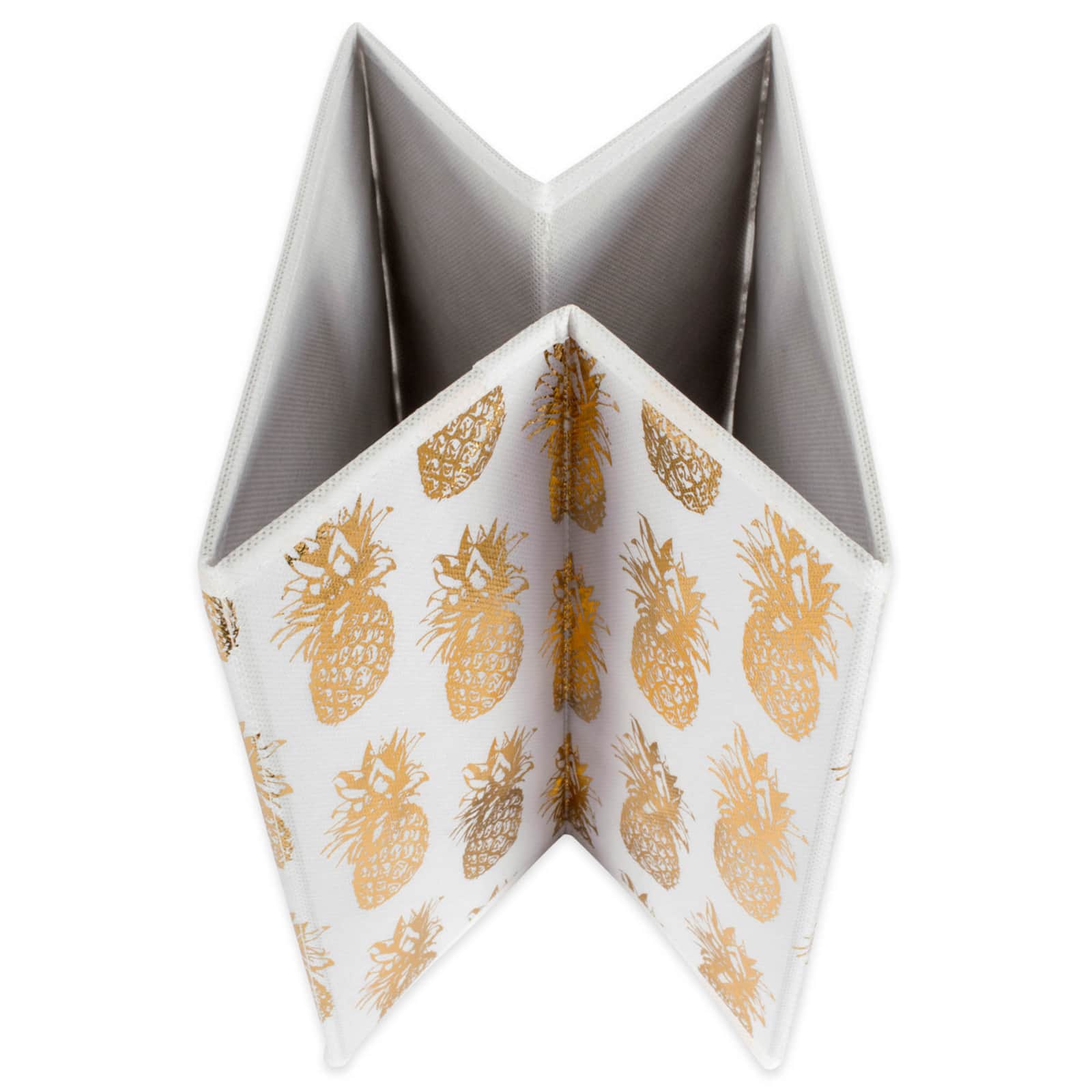 DII&#xAE; 11&#x22; Nonwoven Polyester White &#x26; Gold Pineapple Storage Cube, 2ct.