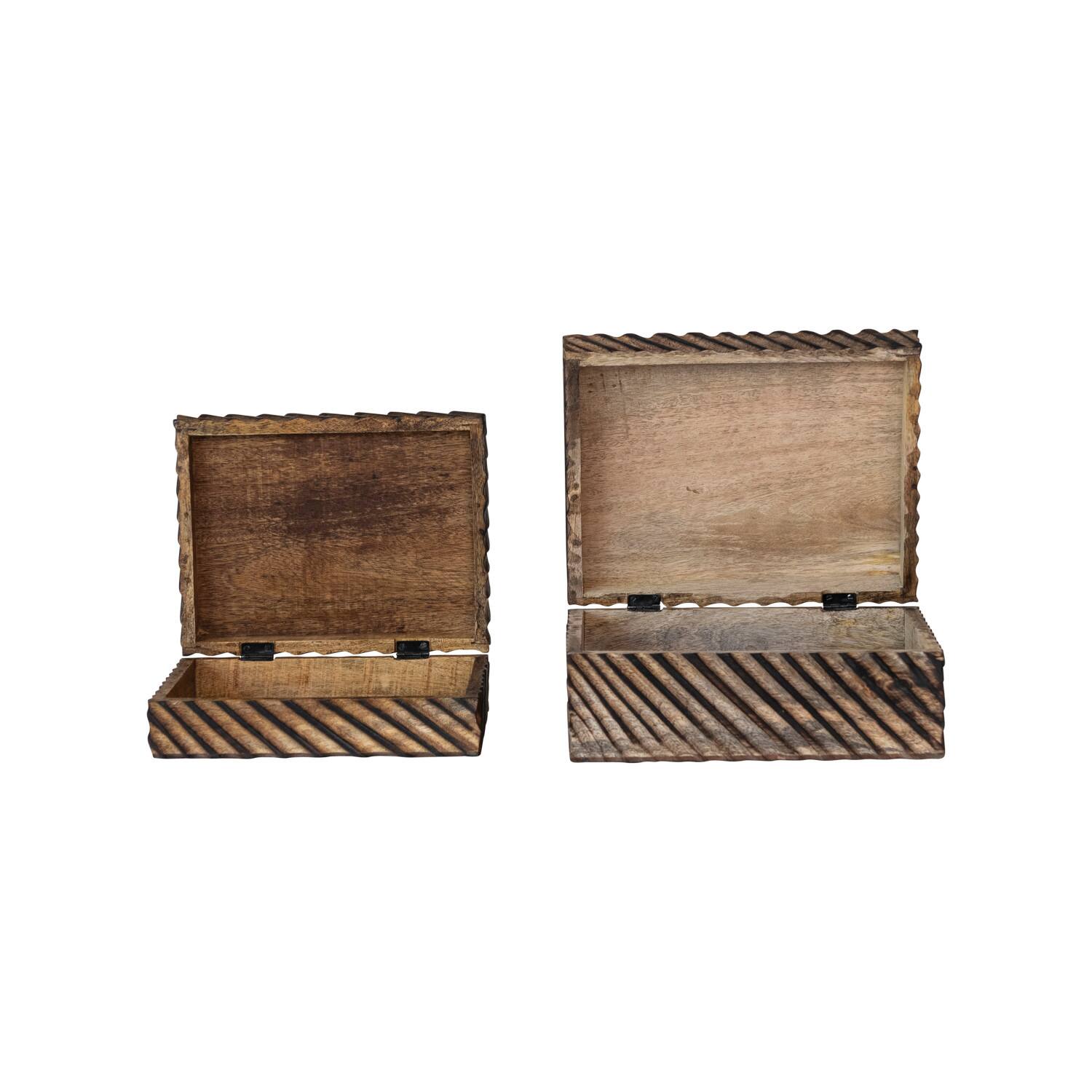 Hello Honey® Burnt Finish Hand Carved Mango Wood Nesting Box Set
