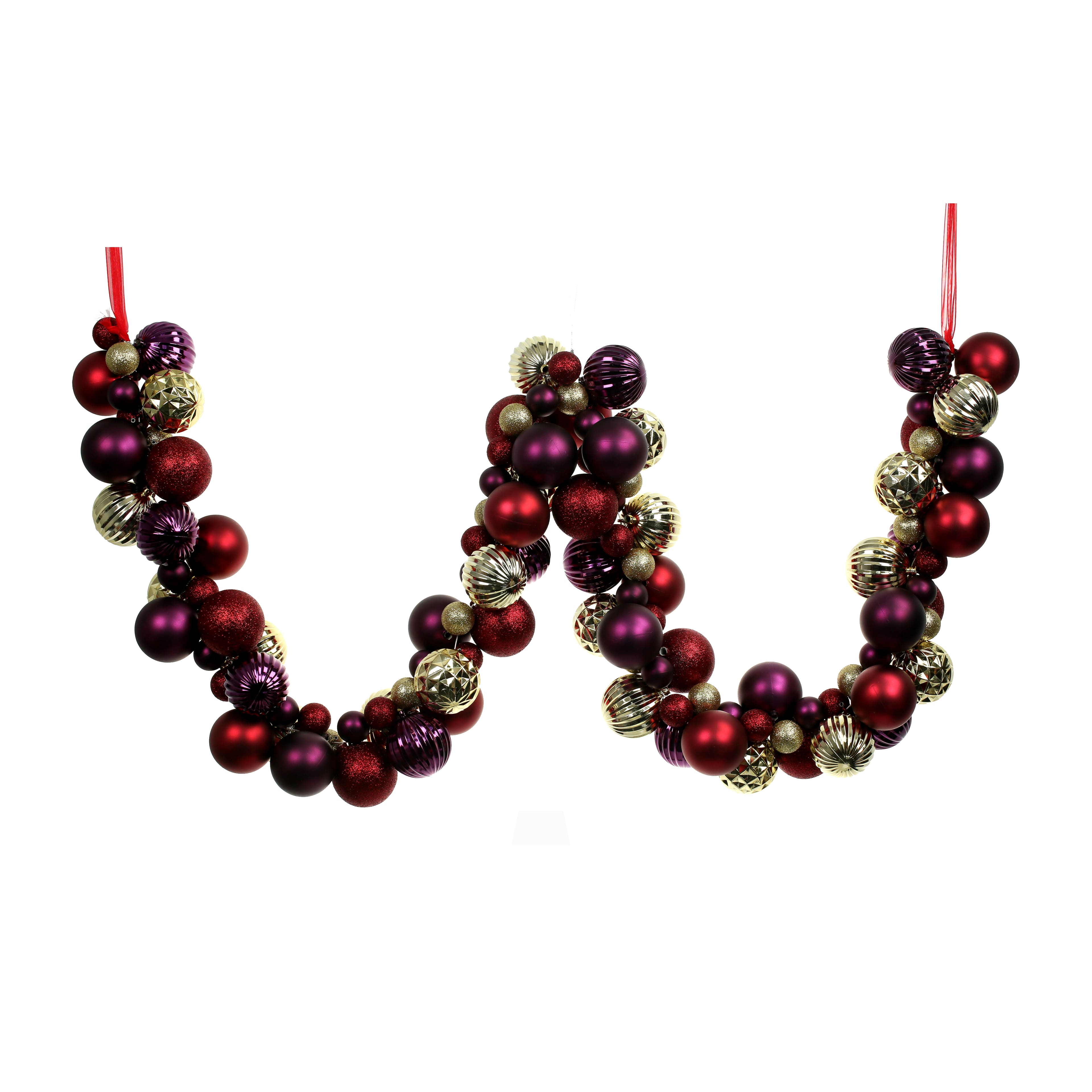 6ft. Red, Gold &#x26; Purple Ball Ornament Garland by Ashland&#xAE;