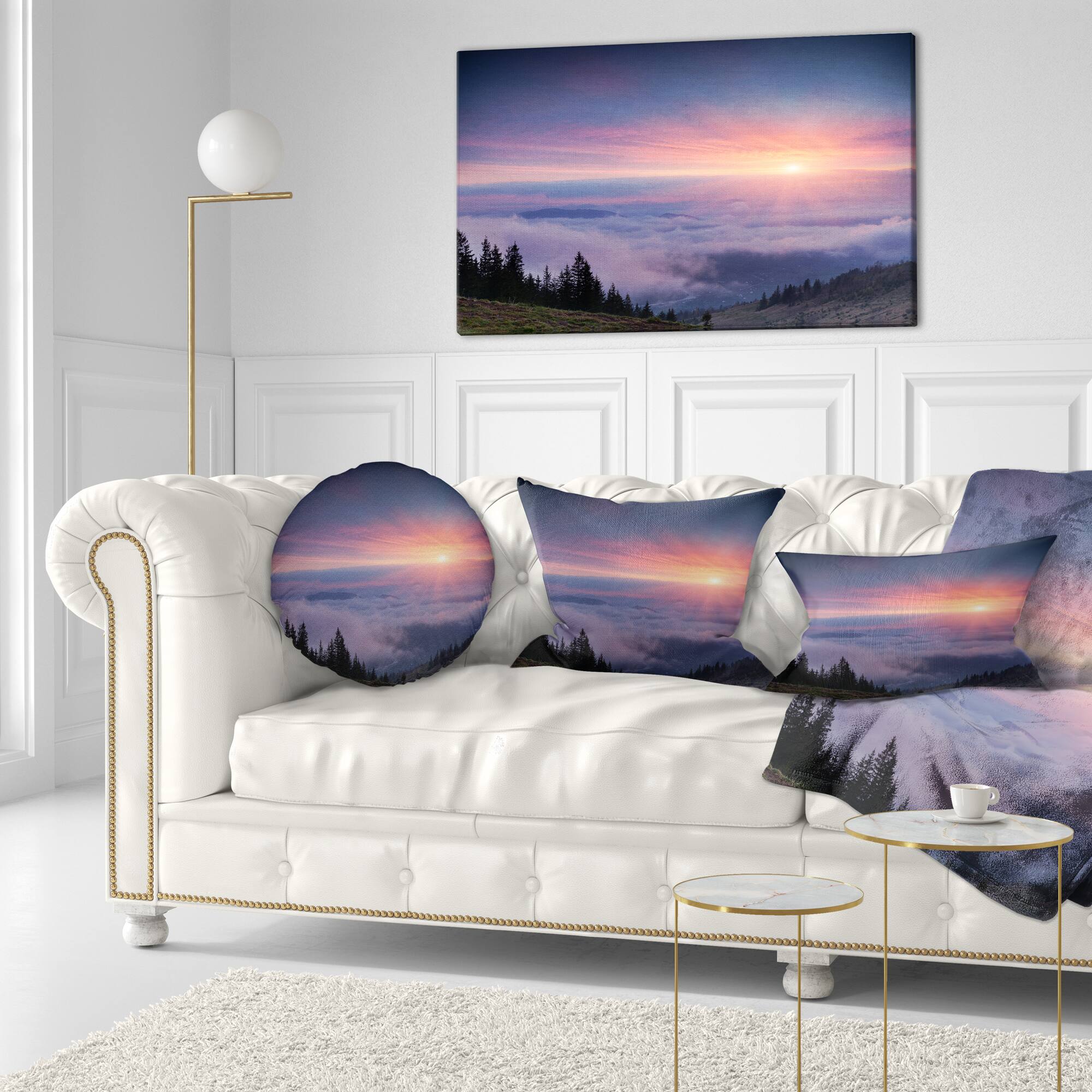 Designart - Sunrise in Purple Sky Over Mountains - Landscape Photography Canvas Print