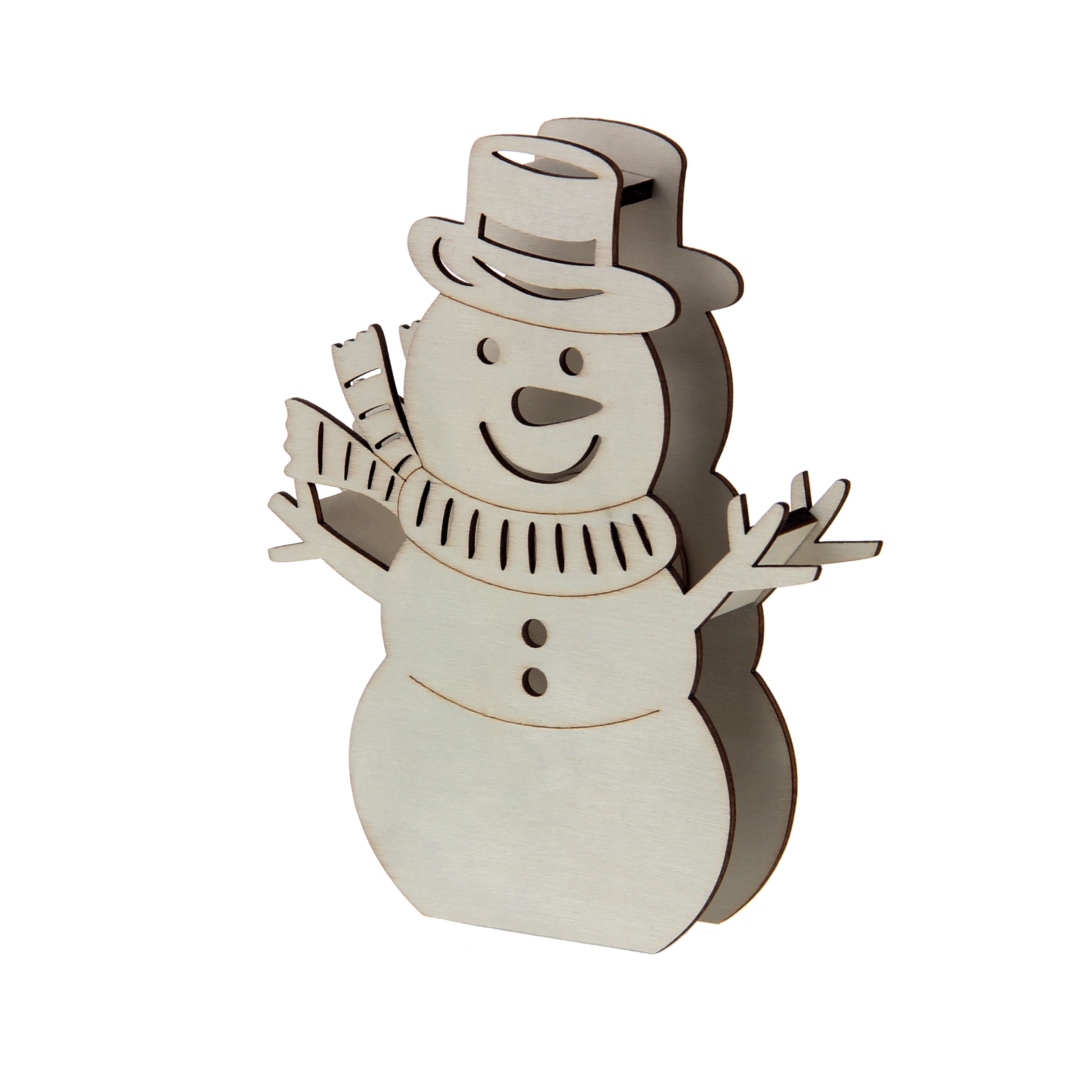 7&#x22; Snowman DIY LED Wood D&#xE9;cor by Make Market&#xAE;