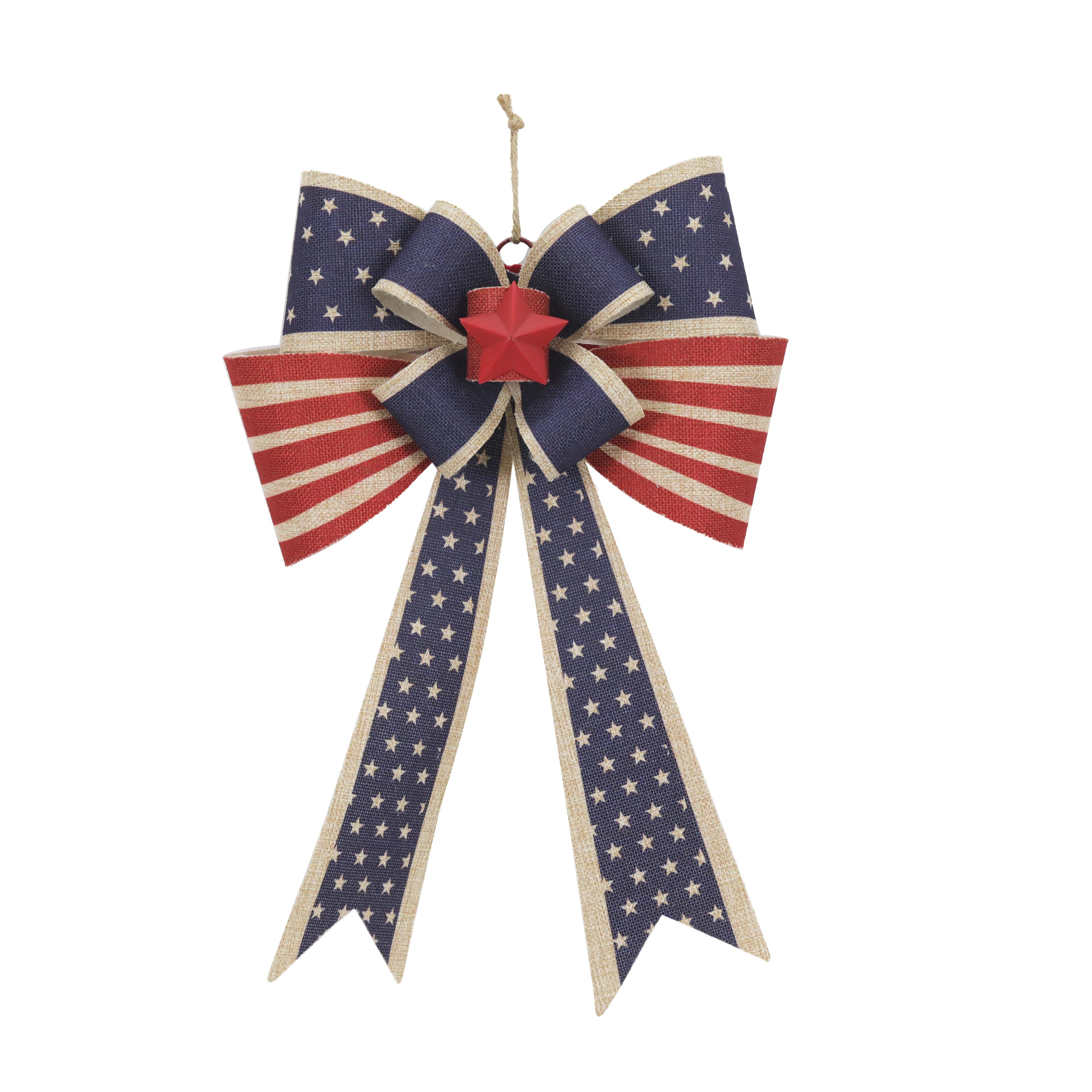16&#x22; Patriotic Faux Burlap Bow Wall D&#xE9;cor by Celebrate It&#x2122;