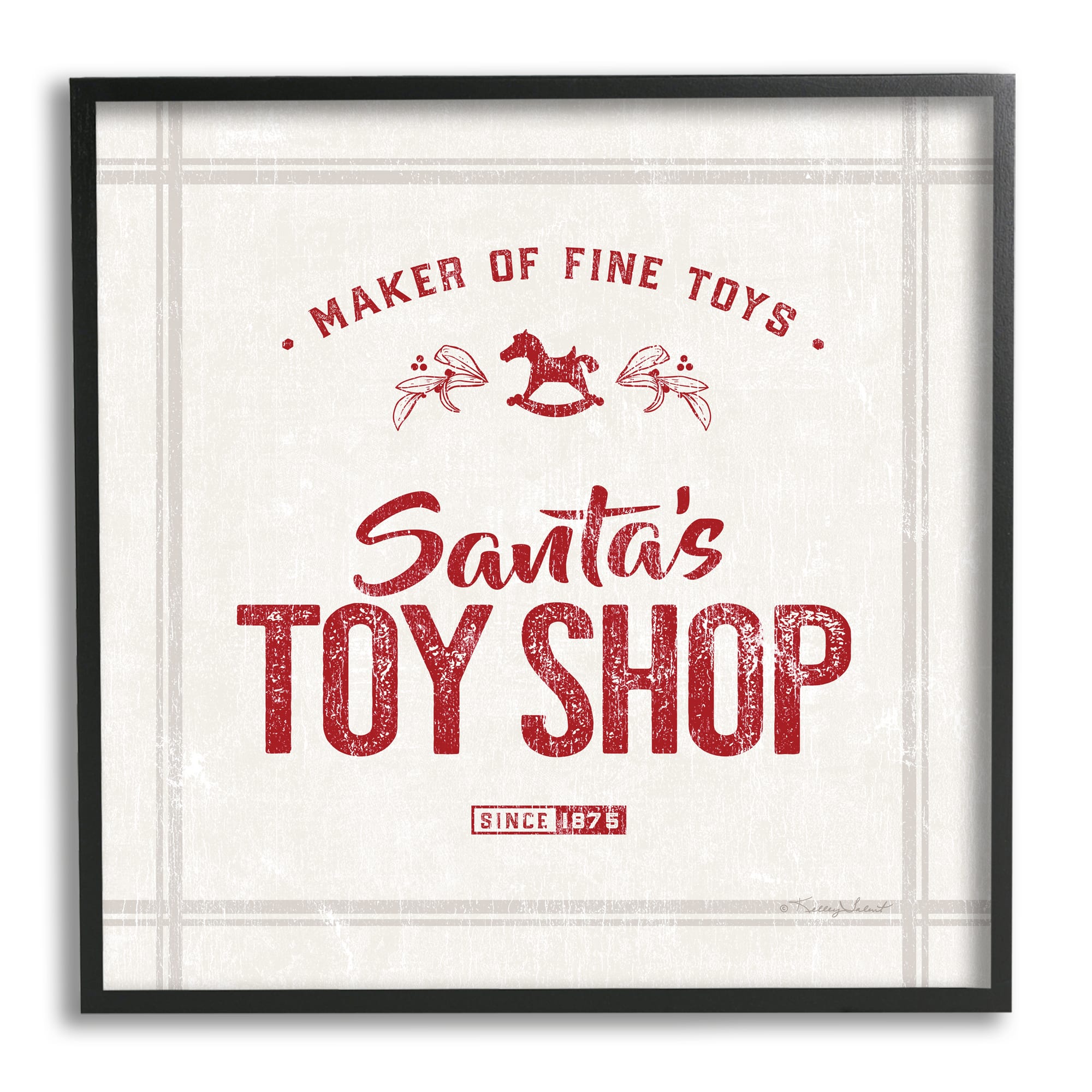 Stupell Industries Santa's Toy Shop Vintage Sign Framed Giclee Art