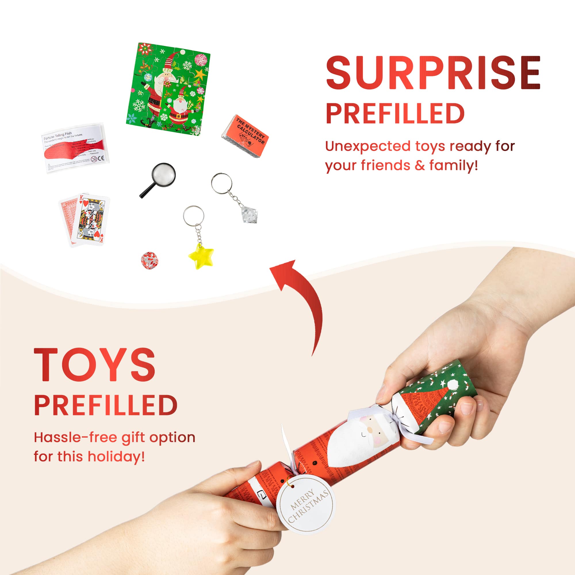 Glitzhome&#xAE; 10&#x22; Christmas Santa &#x26; Snowman Party Cracker with Gift Contents, 8ct.
