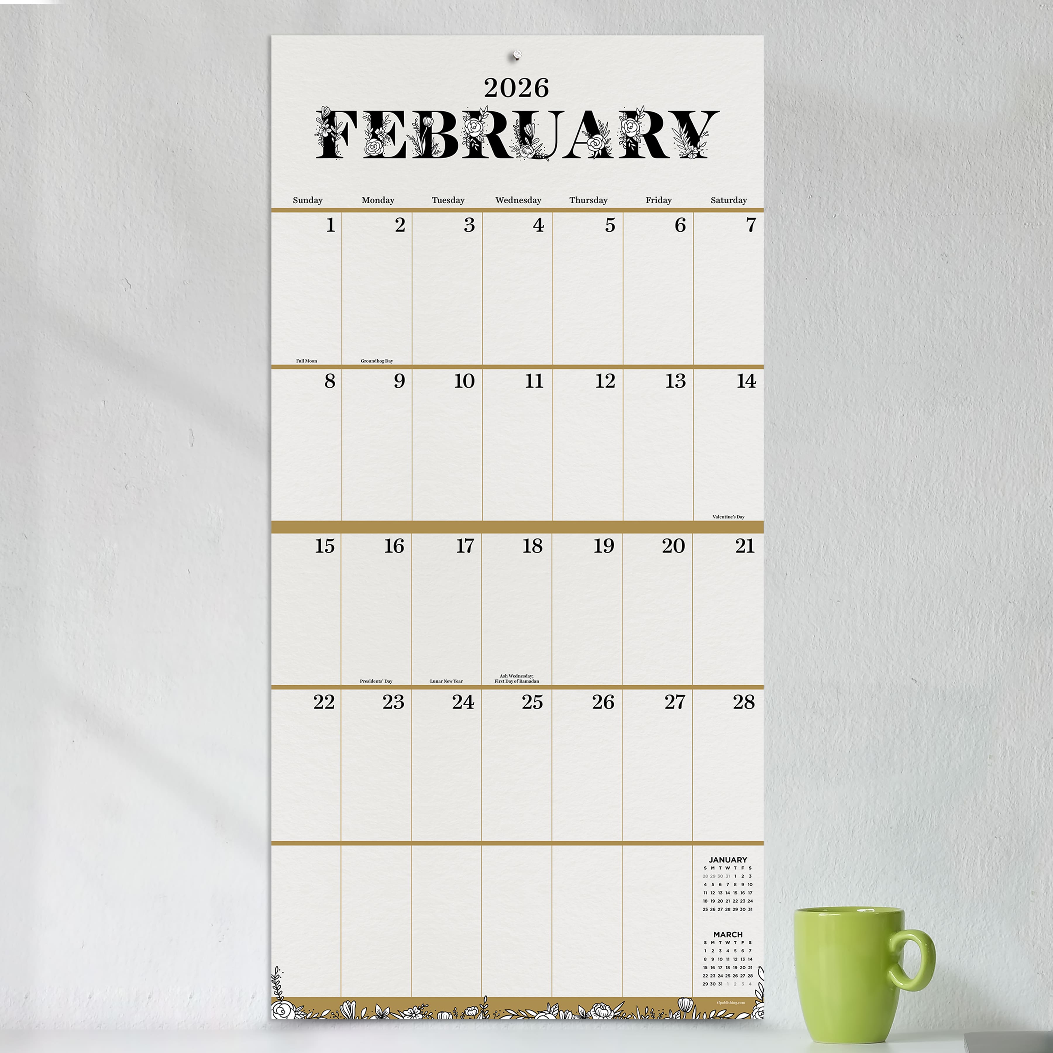 2026 Big Grid-Floral Wall Calendar