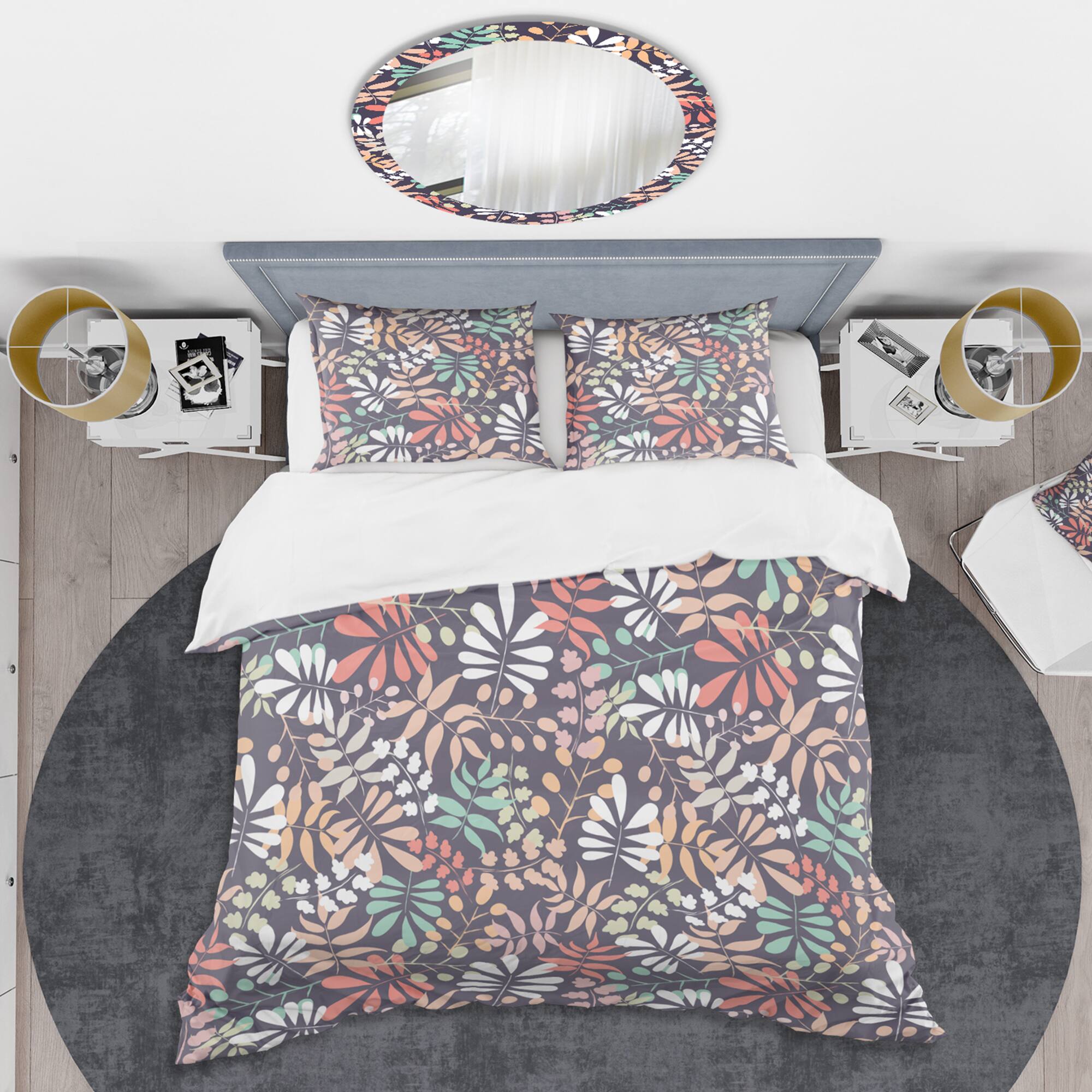 Designart 'Retro Botanical Pattern II' Mid-Century Duvet Cover Set