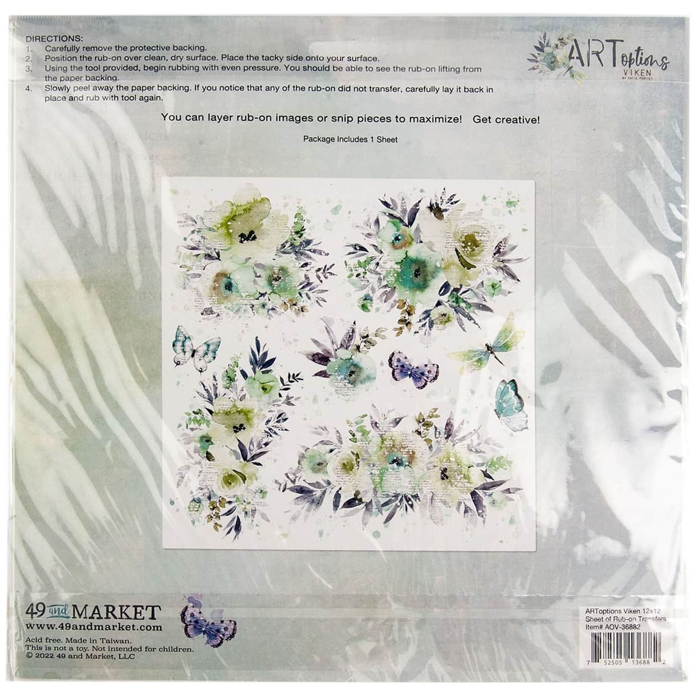49 and Market ARToptions Viken Rub-On Transfer Sheet