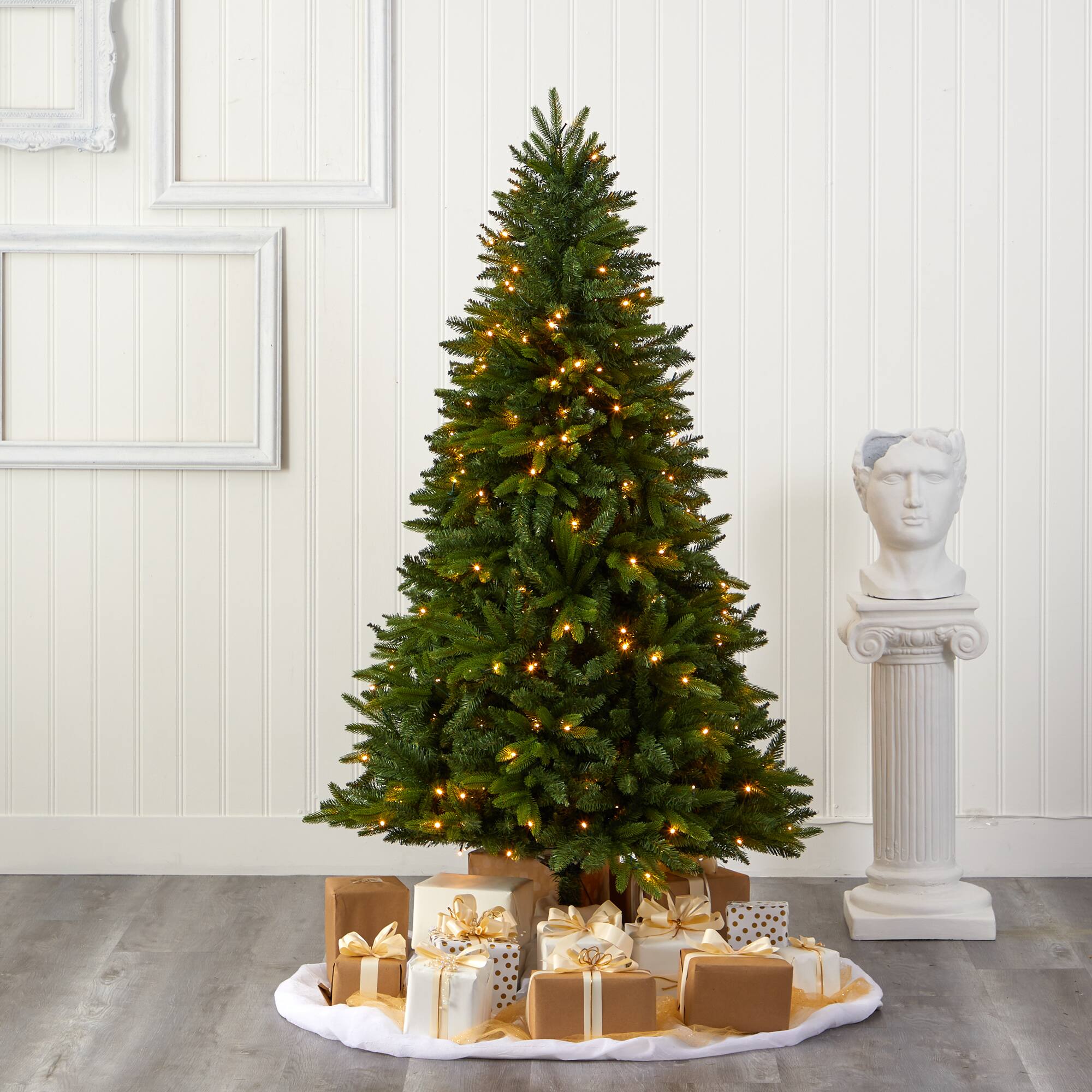 6ft. Pre-Lit Sun Valley Fir Artificial Christmas Tree, Clear LED Lights