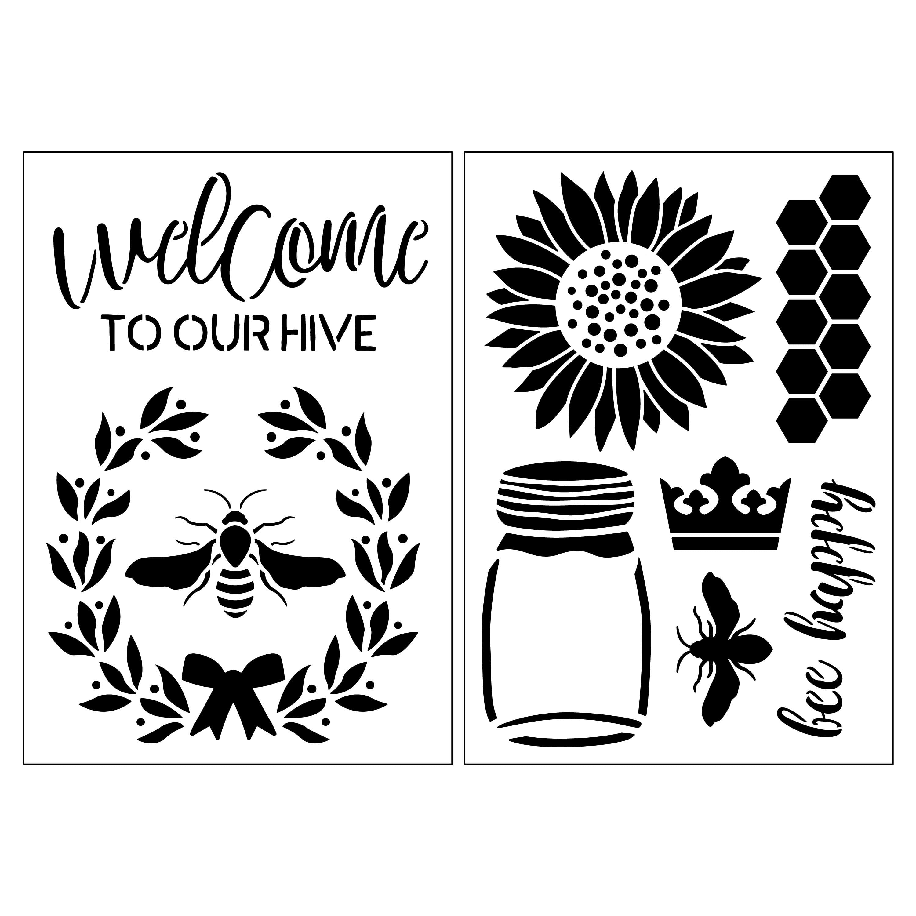 Pochoirs « Welcome to Our Hive » de Craft Smart, 17,7 cm x 25,4 cm
