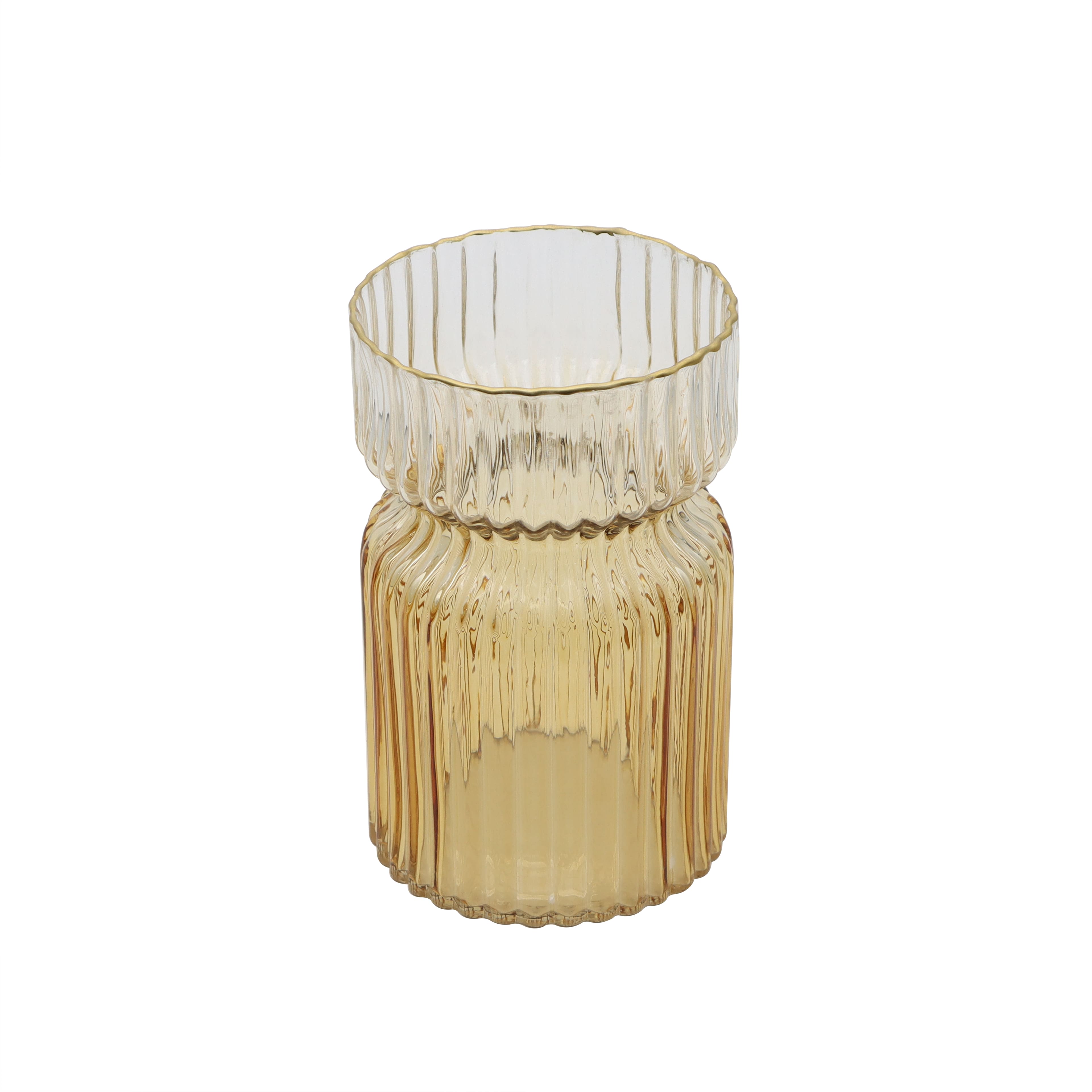 7&#x22; Ribbed Amber &#x26; Gold Glass Vase by Ashland&#xAE;