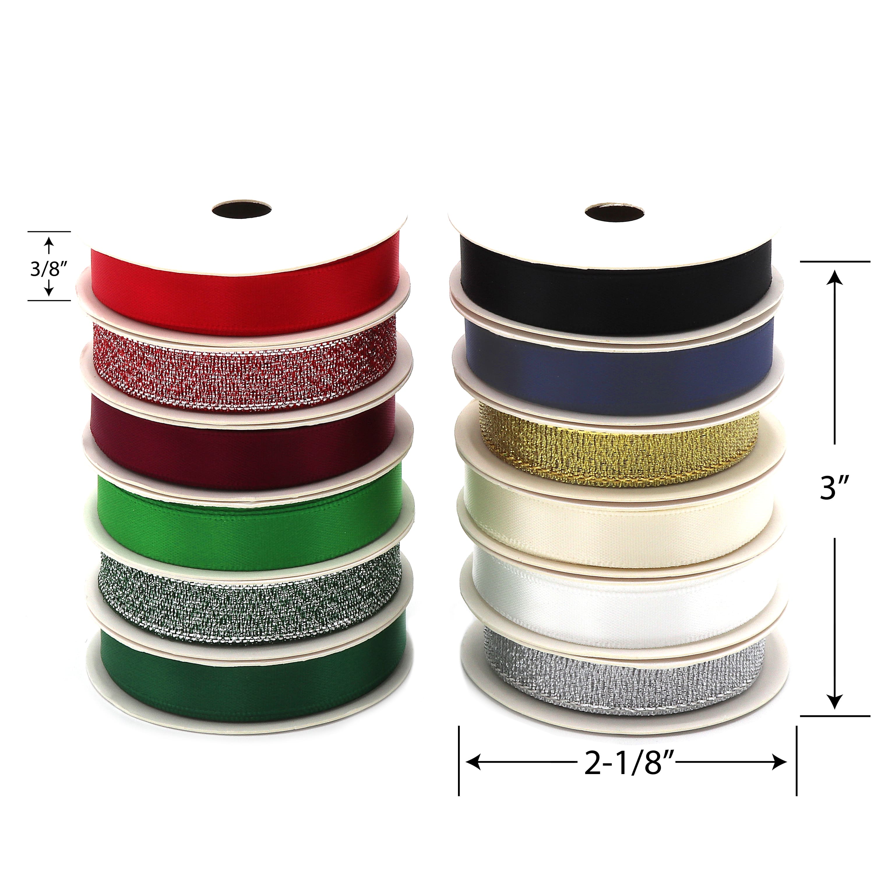 Gwen Studios 3/8&#x22; x 3yd. Metallic Holiday Ribbon Pack, 12ct.