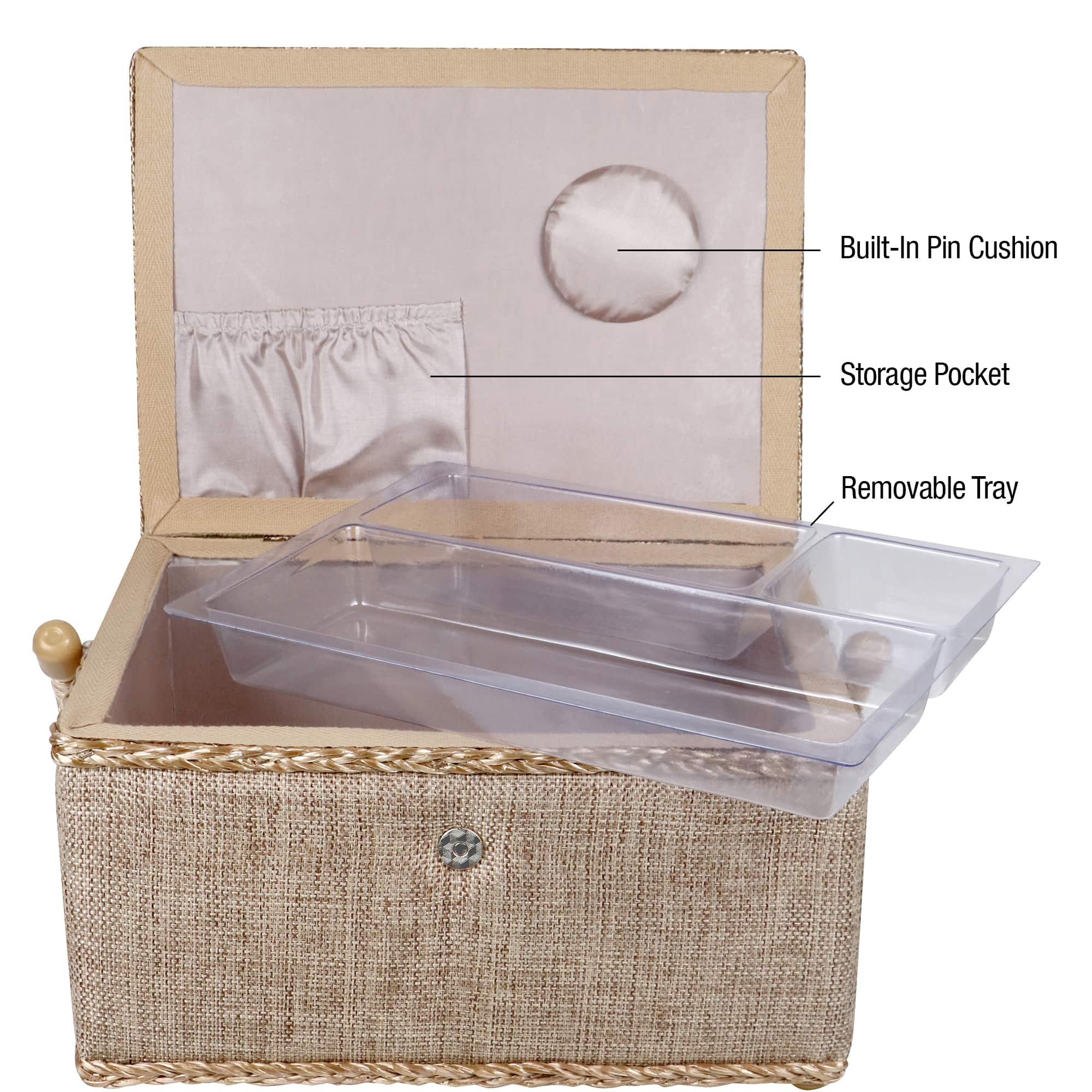 SINGER Large Sewing Basket-Natural Linen 