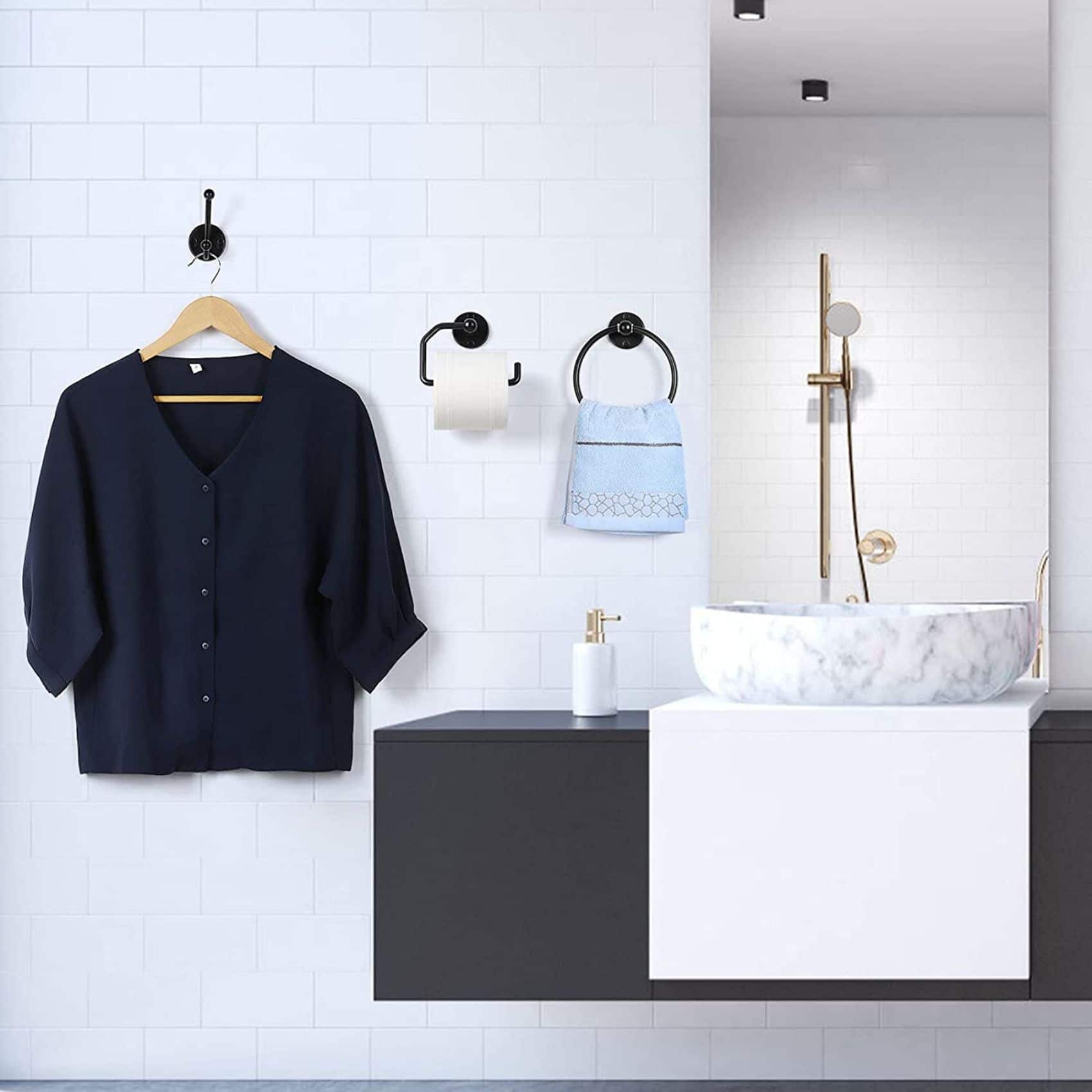 Stainless Steel Towel Ring & Toilet Paper Holder Set