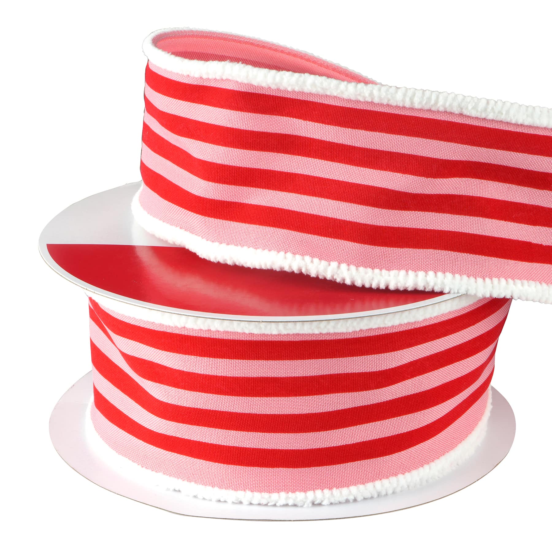 2.5&#x22; x 48ft. Pink &#x26; Red Stripes Holly Jolly Wired Jumbo  Ribbon by Celebrate It&#xAE;