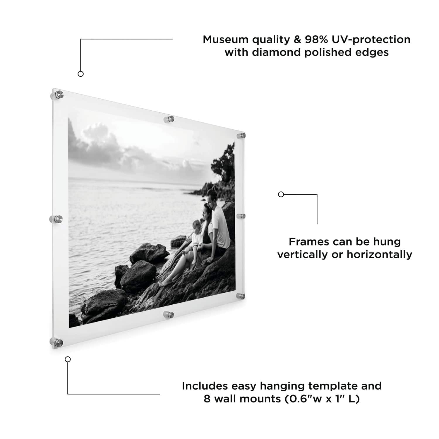 Wexel Art Double Panel Clear Acrylic Floating Wall Frame with Silver Hardware