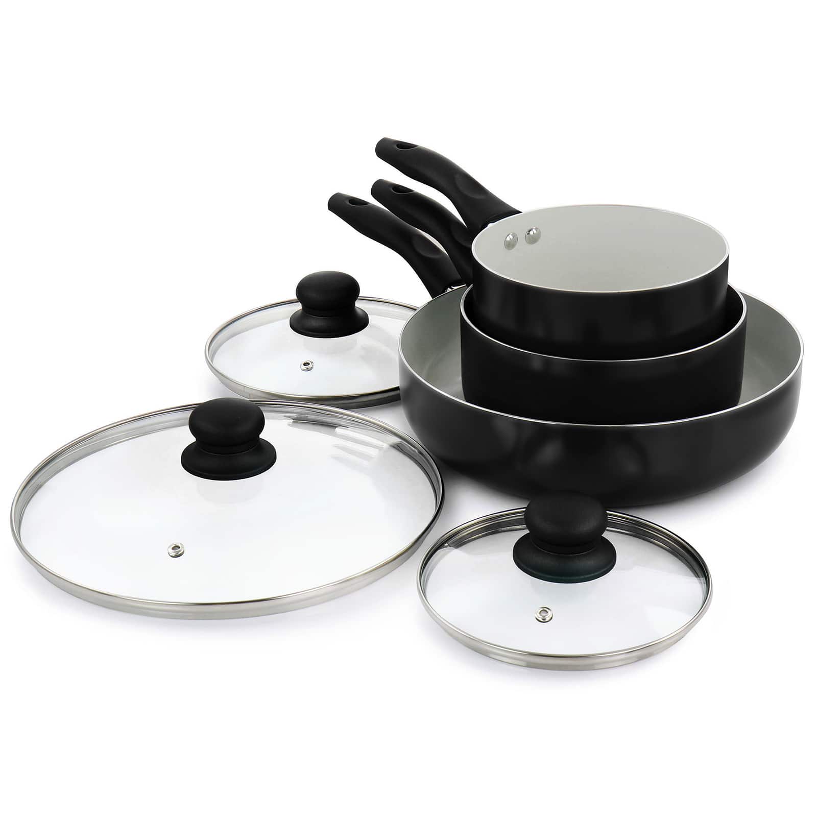 Gibson Home&#xAE; 11-Piece Black Gazebo Ceramic Nonstick Aluminum Cookware Set