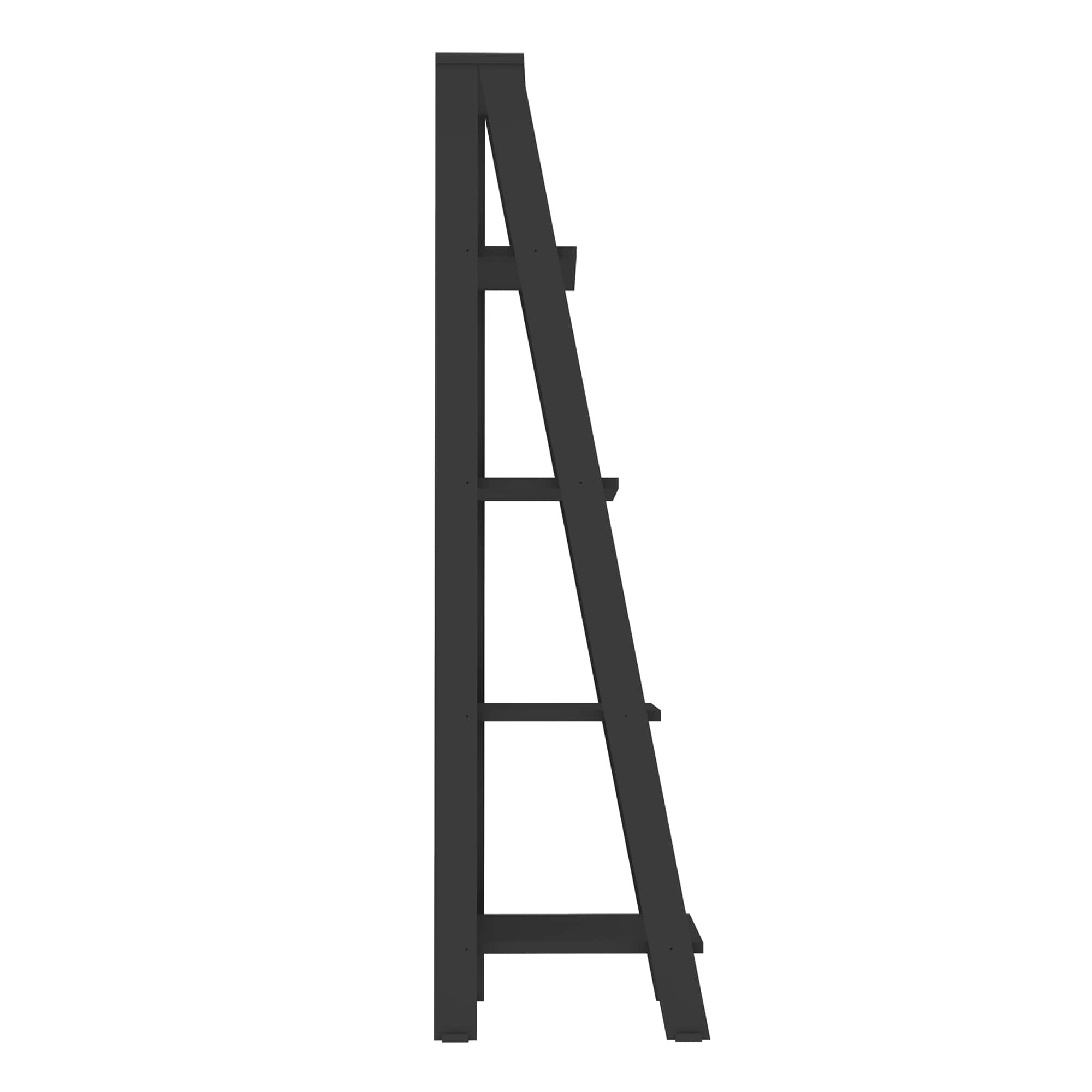 Walker Edison 55&#x22; Black Modern Ladder Bookshelf