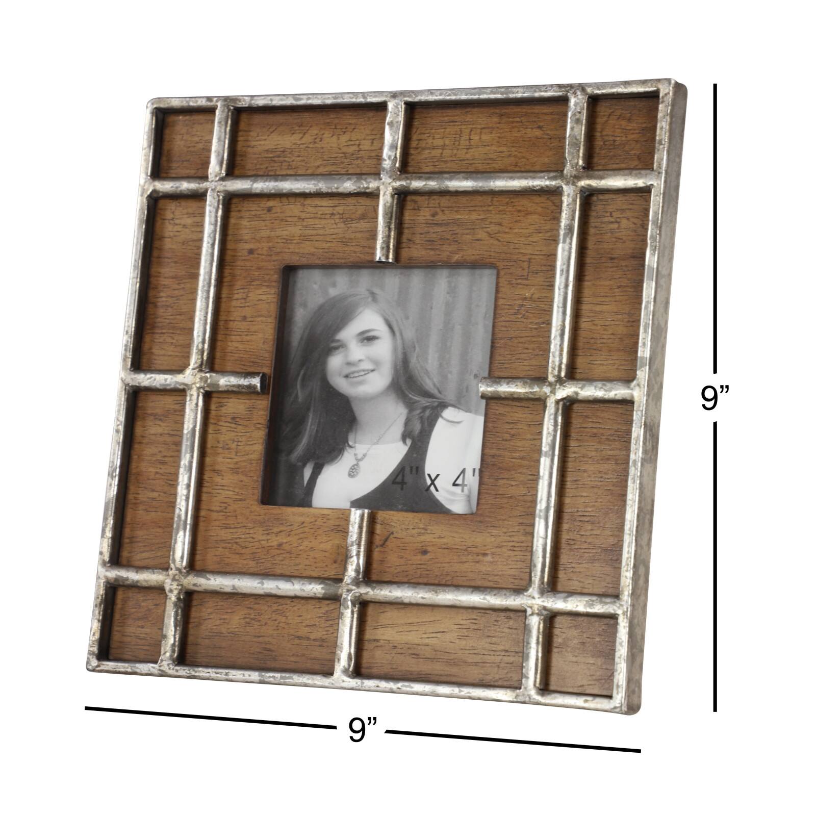 Brown Wood Grain Grid 4&#x22; x 4&#x22; Frame