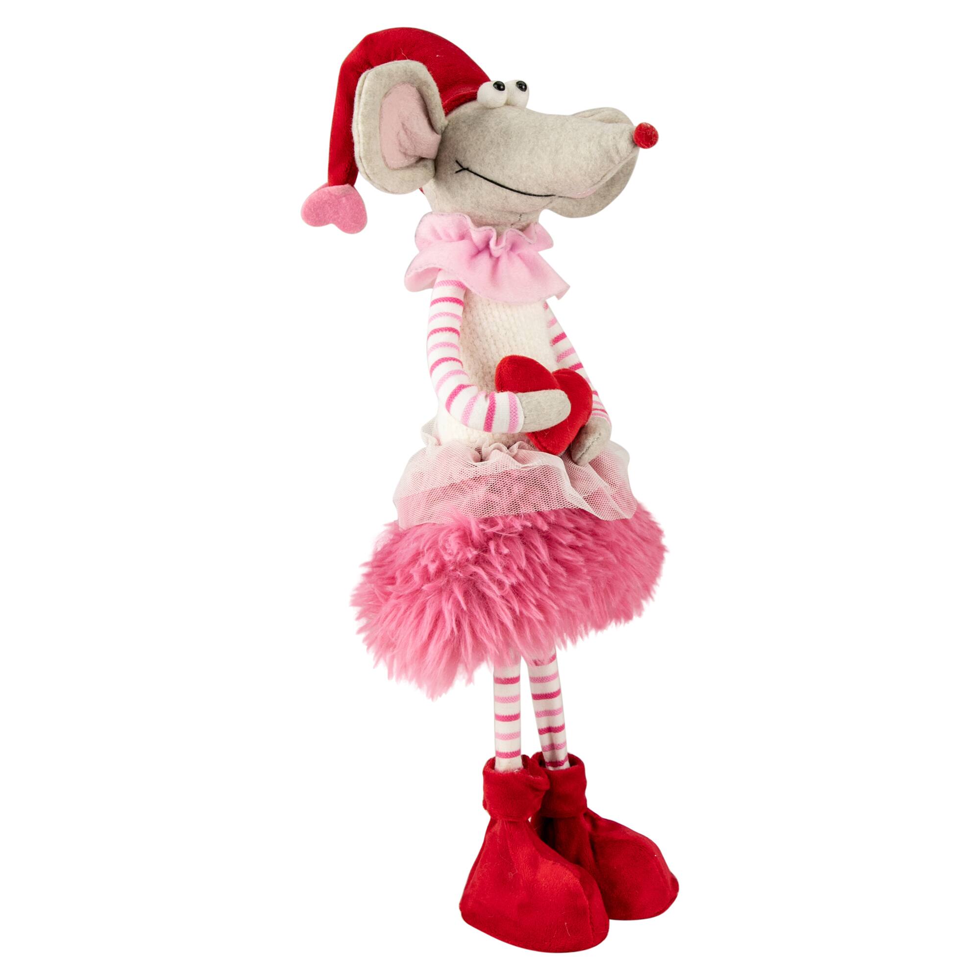 20" Standing Plush Girl Mouse Valentine's Day Figure