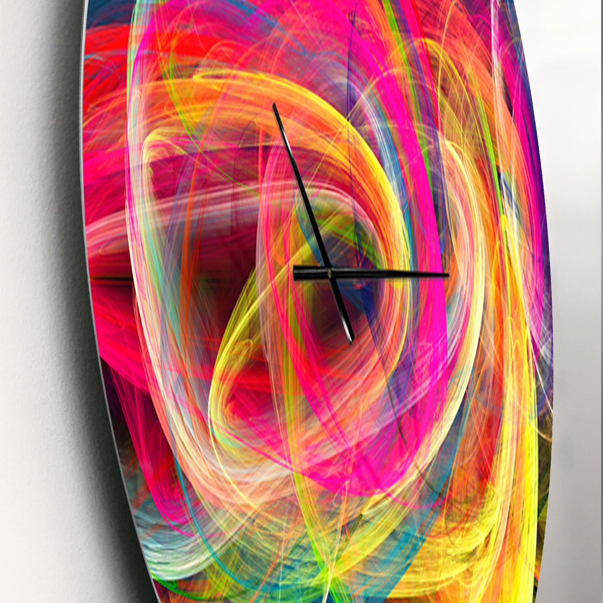 Designart &#x27;Colorful Thick Strokes In Black Modern Wall Clock