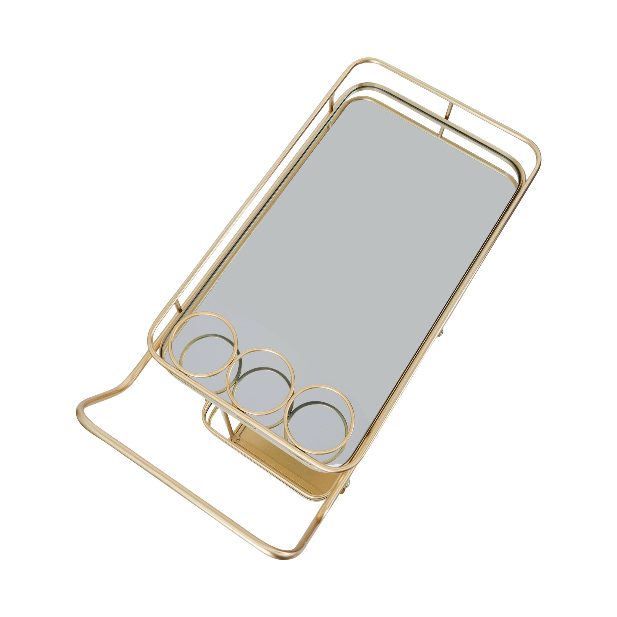 Hello Honey® Art Deco 2-Tier Mirrored Metal Bar Cart