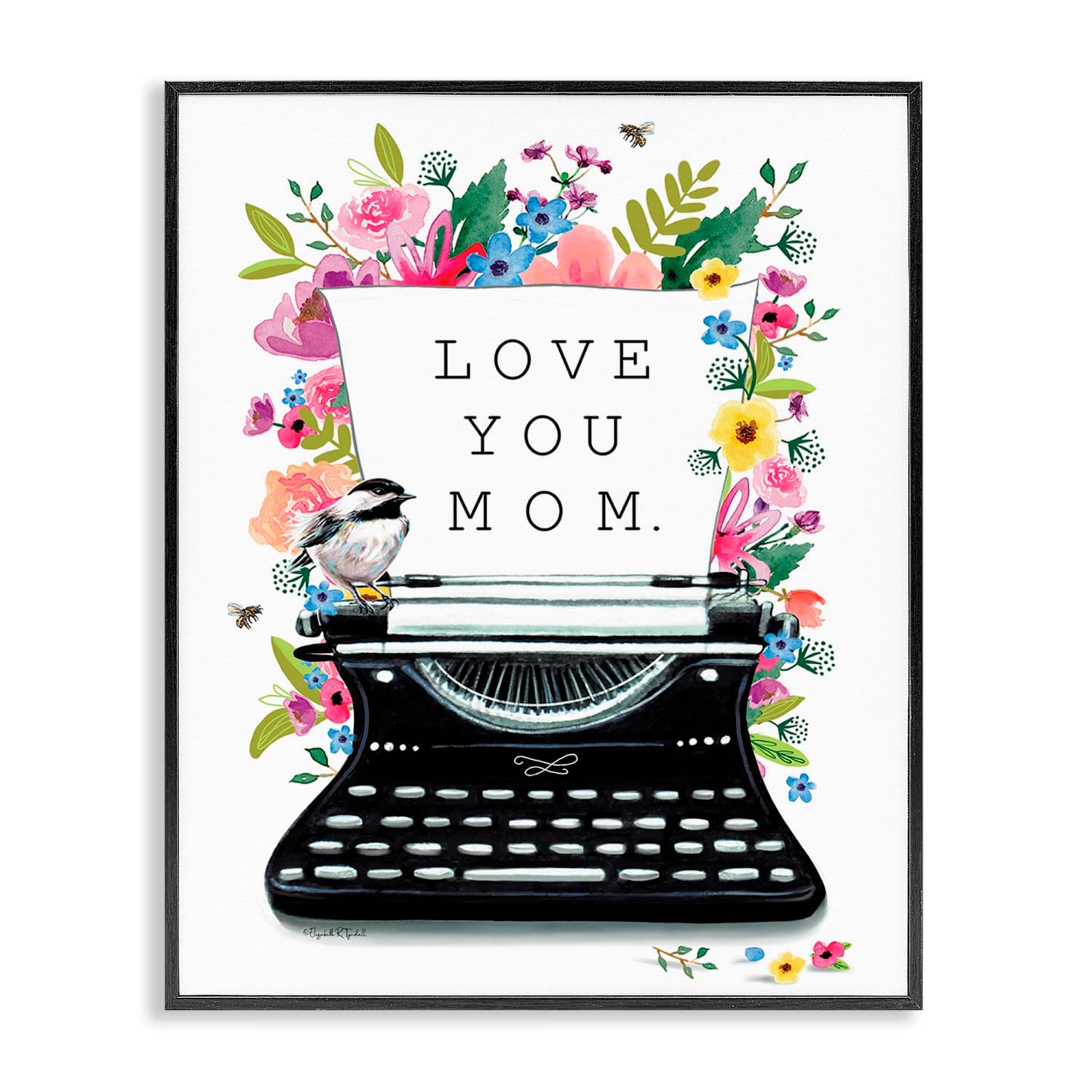 Stupell Industries Love You Mom Typewriter Framed Giclee Art
