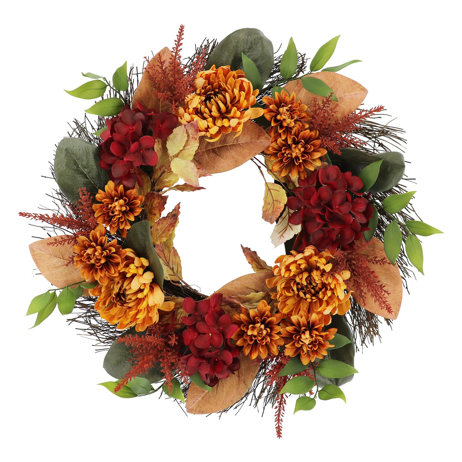 22&#x22; Burgundy Hydrangea &#x26; Dahlia Wreath by Ashland&#xAE;