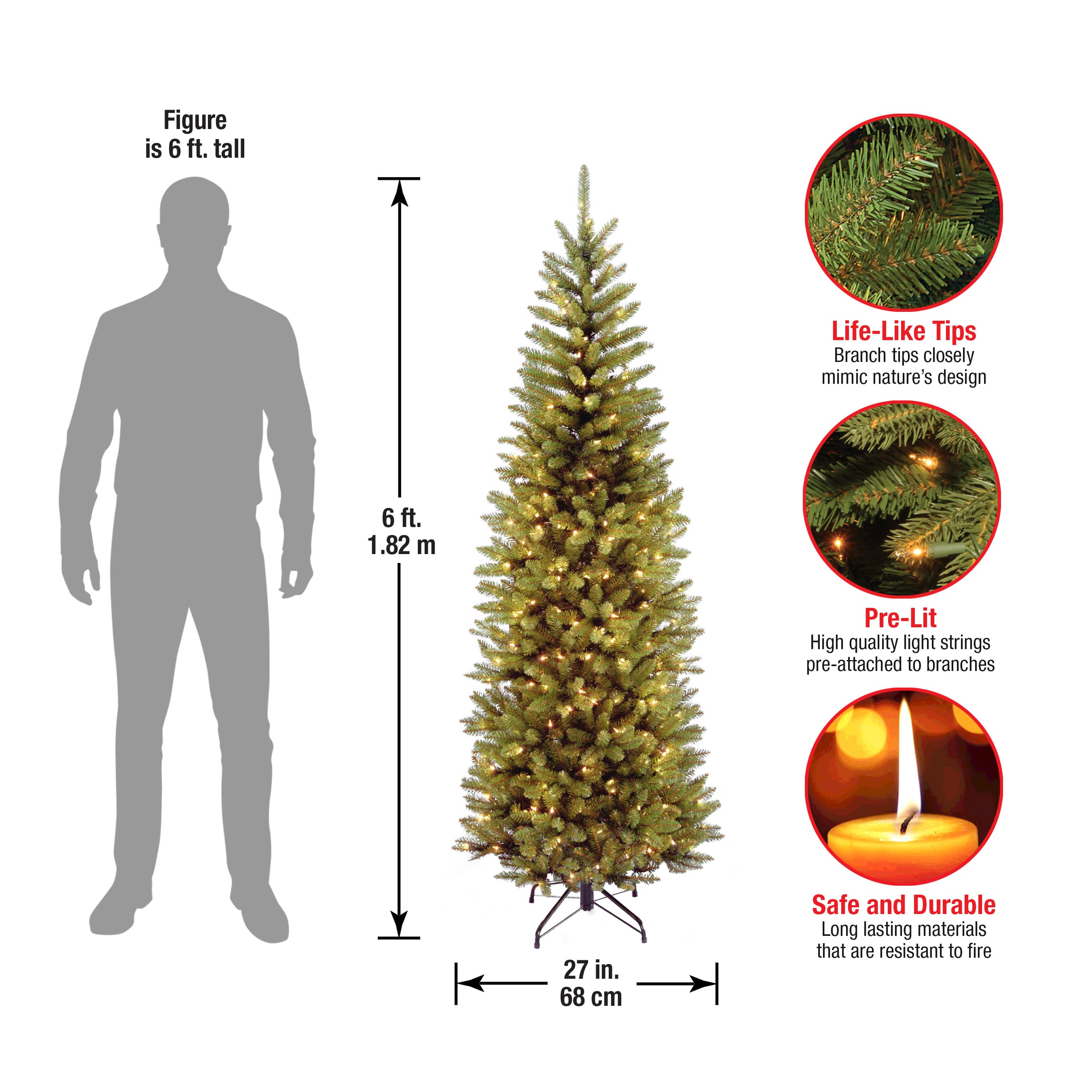 6ft. Pre-Lit Kingswood® Fir Artificial Christmas Tree, Clear Lights