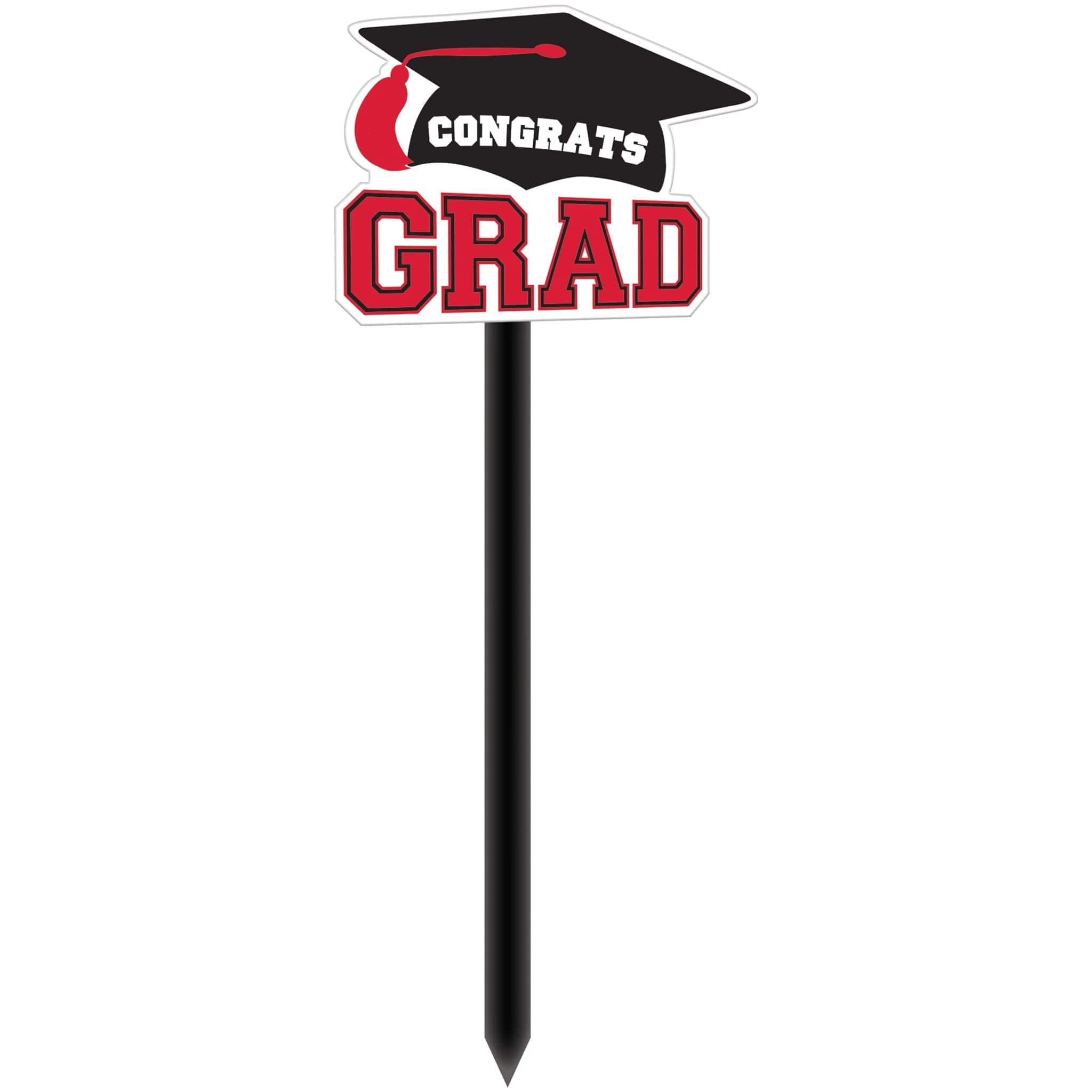 35.25&#x22; x 14&#x22; Red Congrats Grad Cap Yard Sign