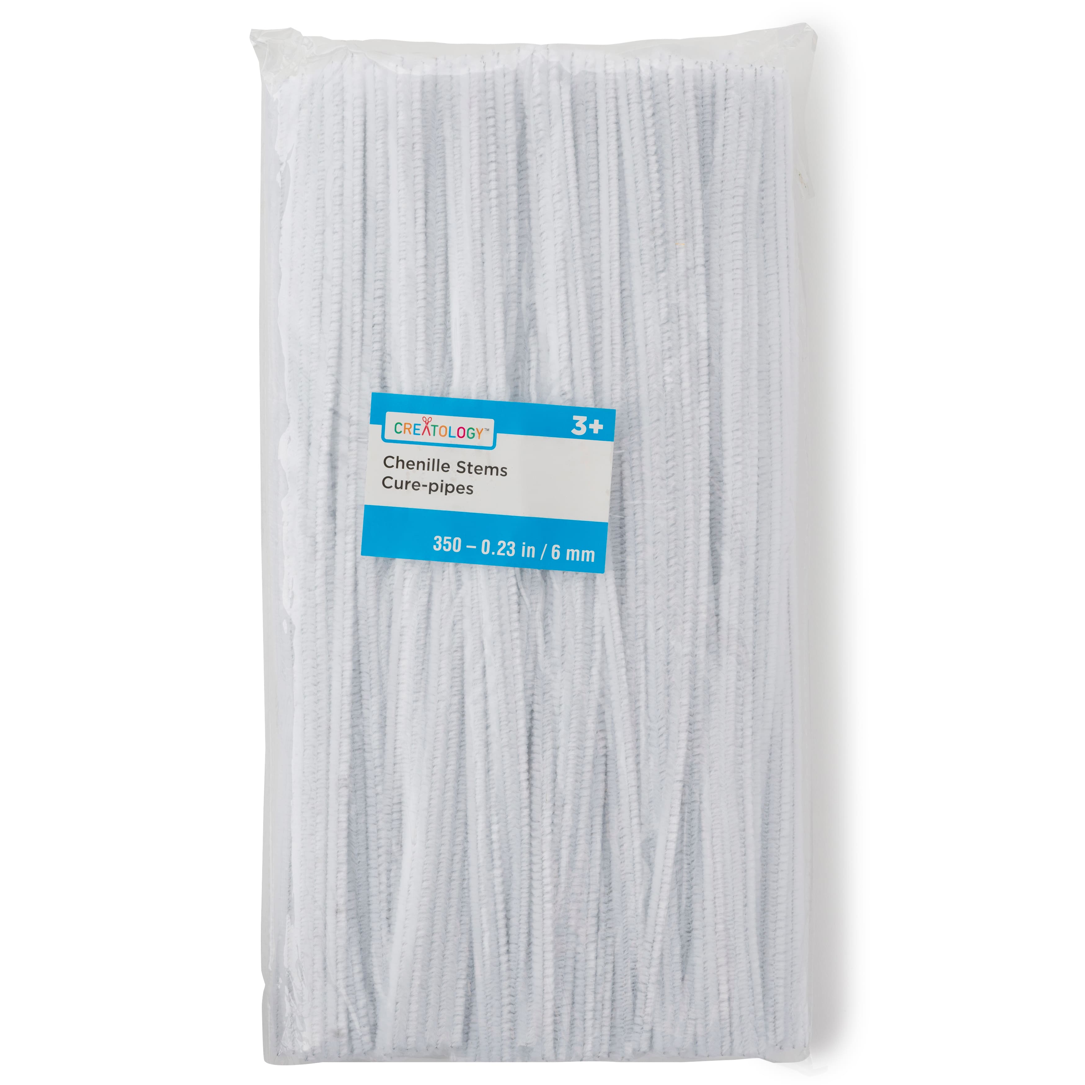 White Chenille Pipe Cleaners, 3mm x 12 inch, 25 Pack