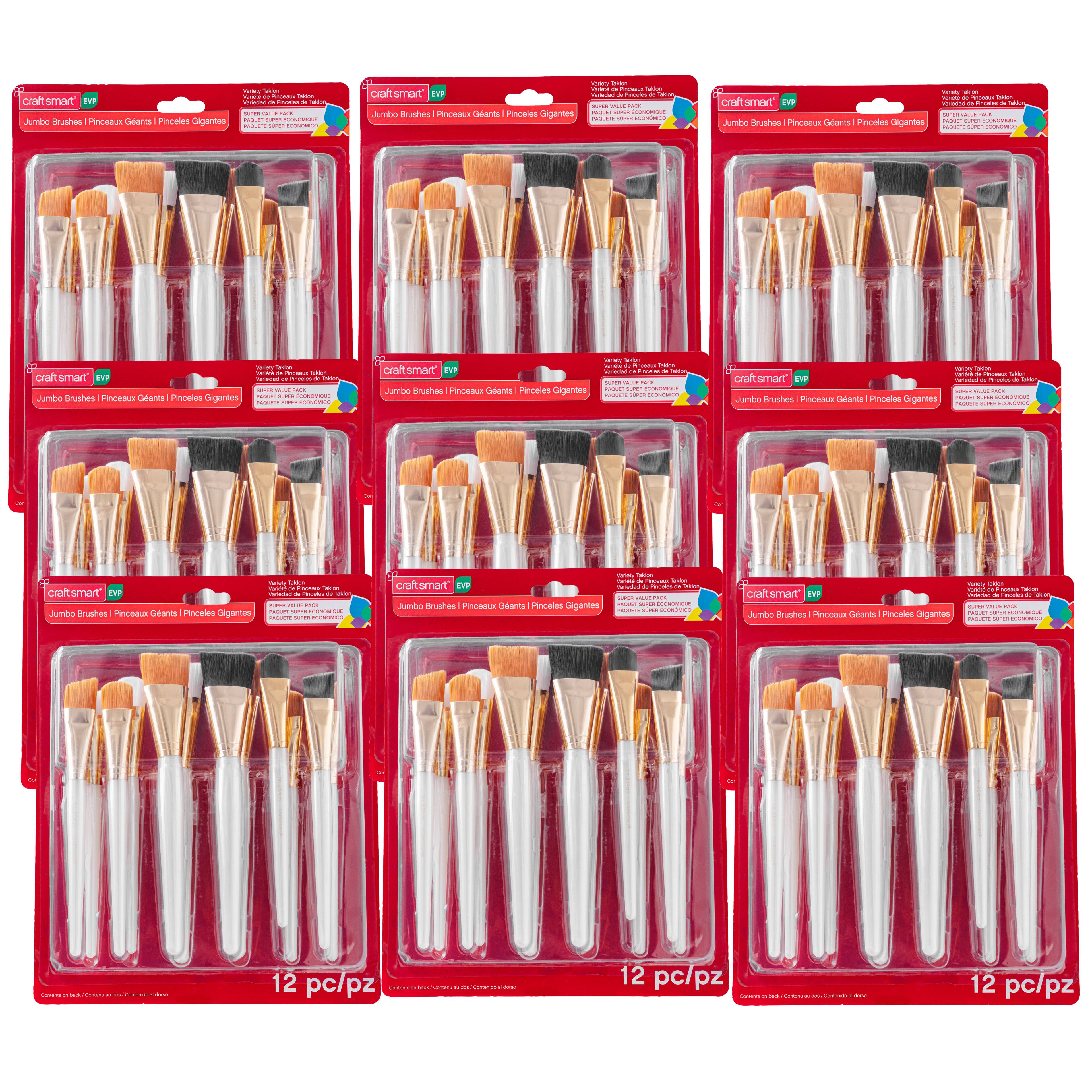 9 Pack: Variety Taklon Jumbo Brushes by Craft Smart®