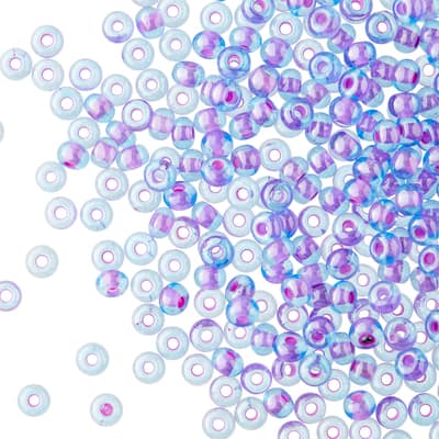 Dazzle-It!™ 6/0 Opaque Czech Glass Seed Beads, Pink-Lined Aqua & Purple