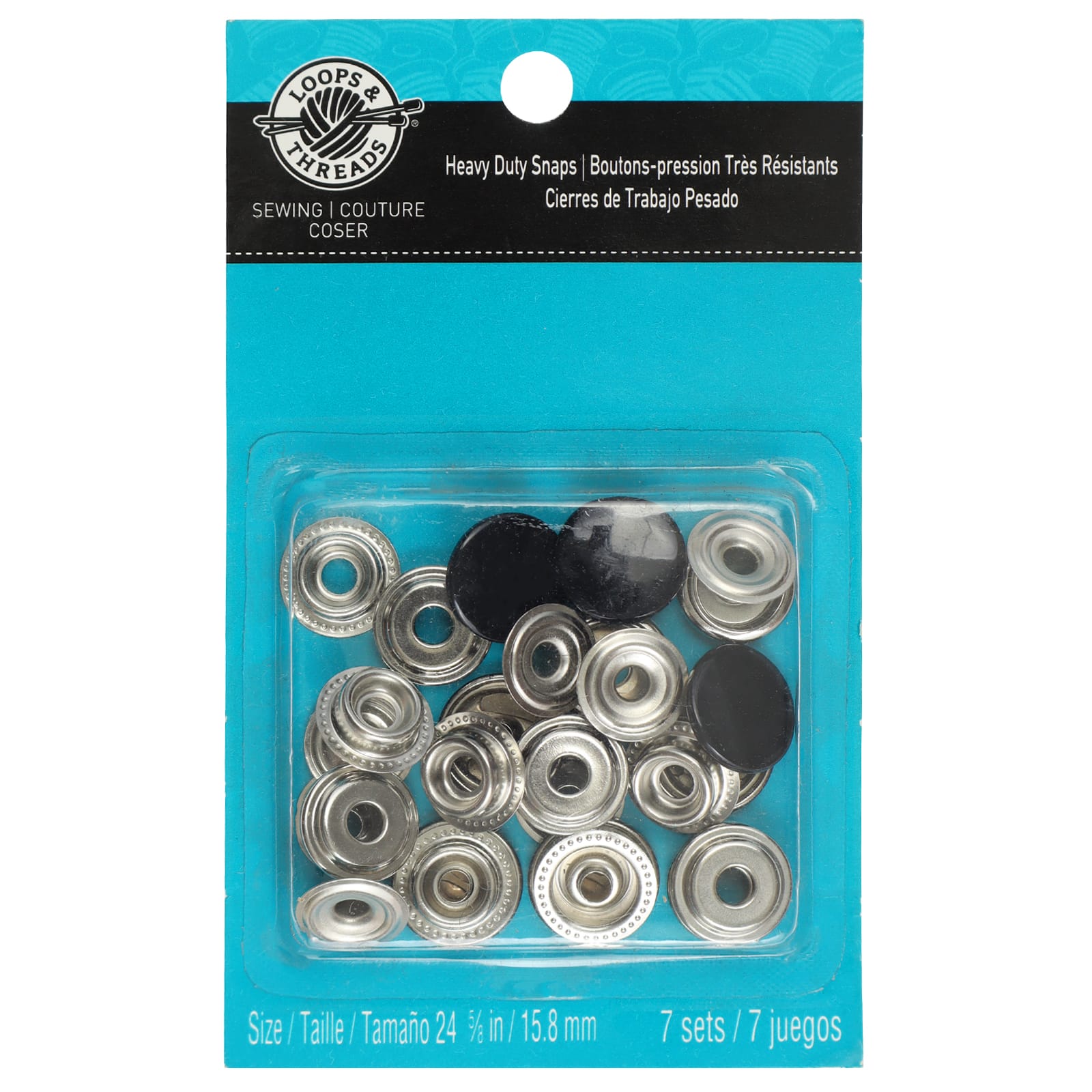 12 Packs: 7 ct. (84 total) Black Heavy Duty Snaps by Loops &#x26; Threads&#x2122;