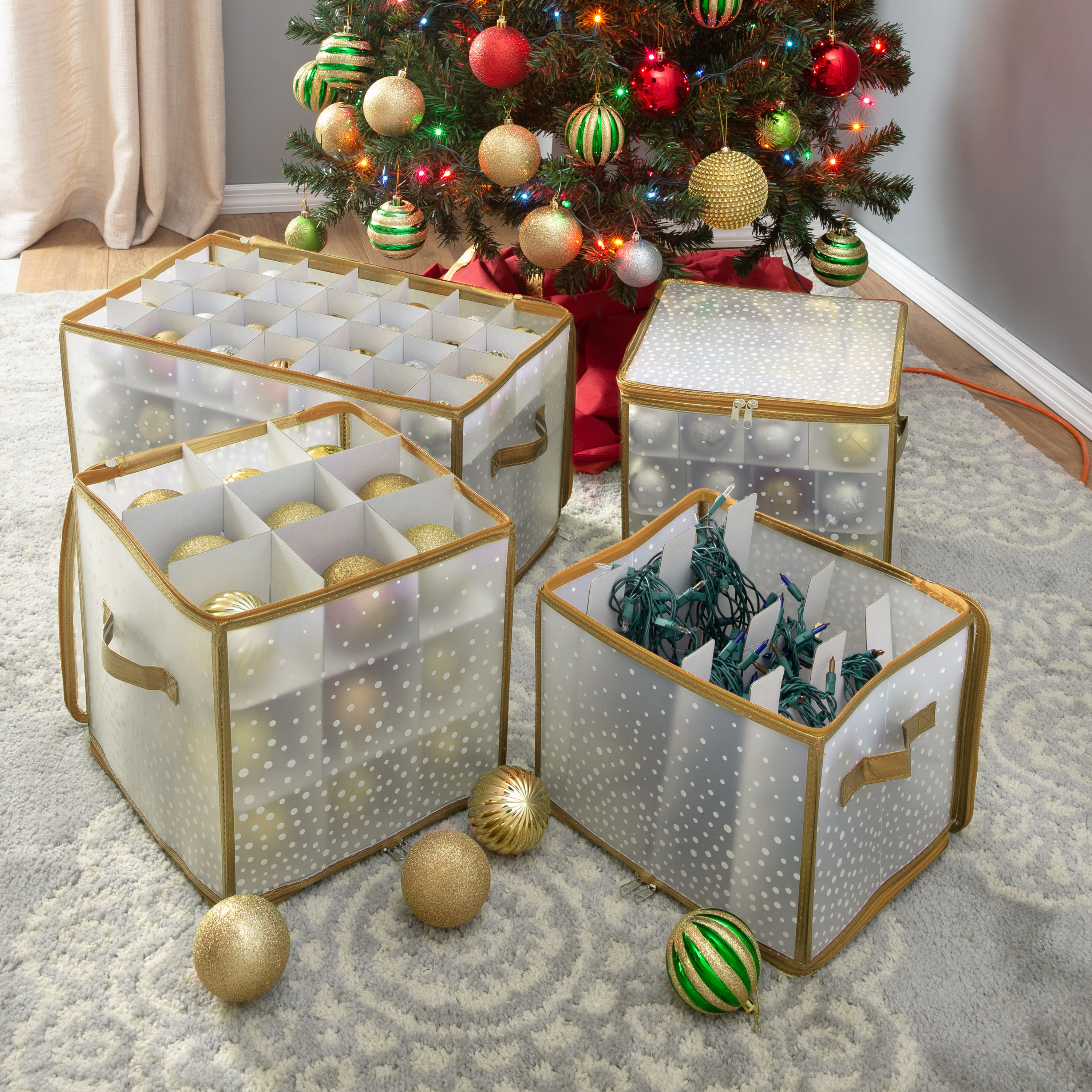 Simplify Clear &#x26; Gold Ornament Organizer