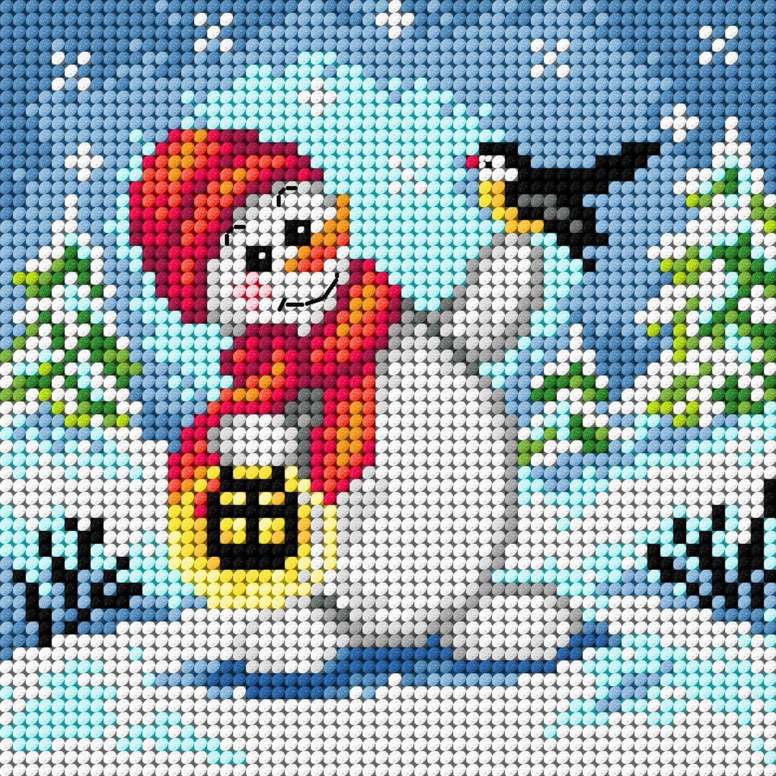 Orchidea Cheerful Snowman Gobelin Canvas Cross Stitch Kit